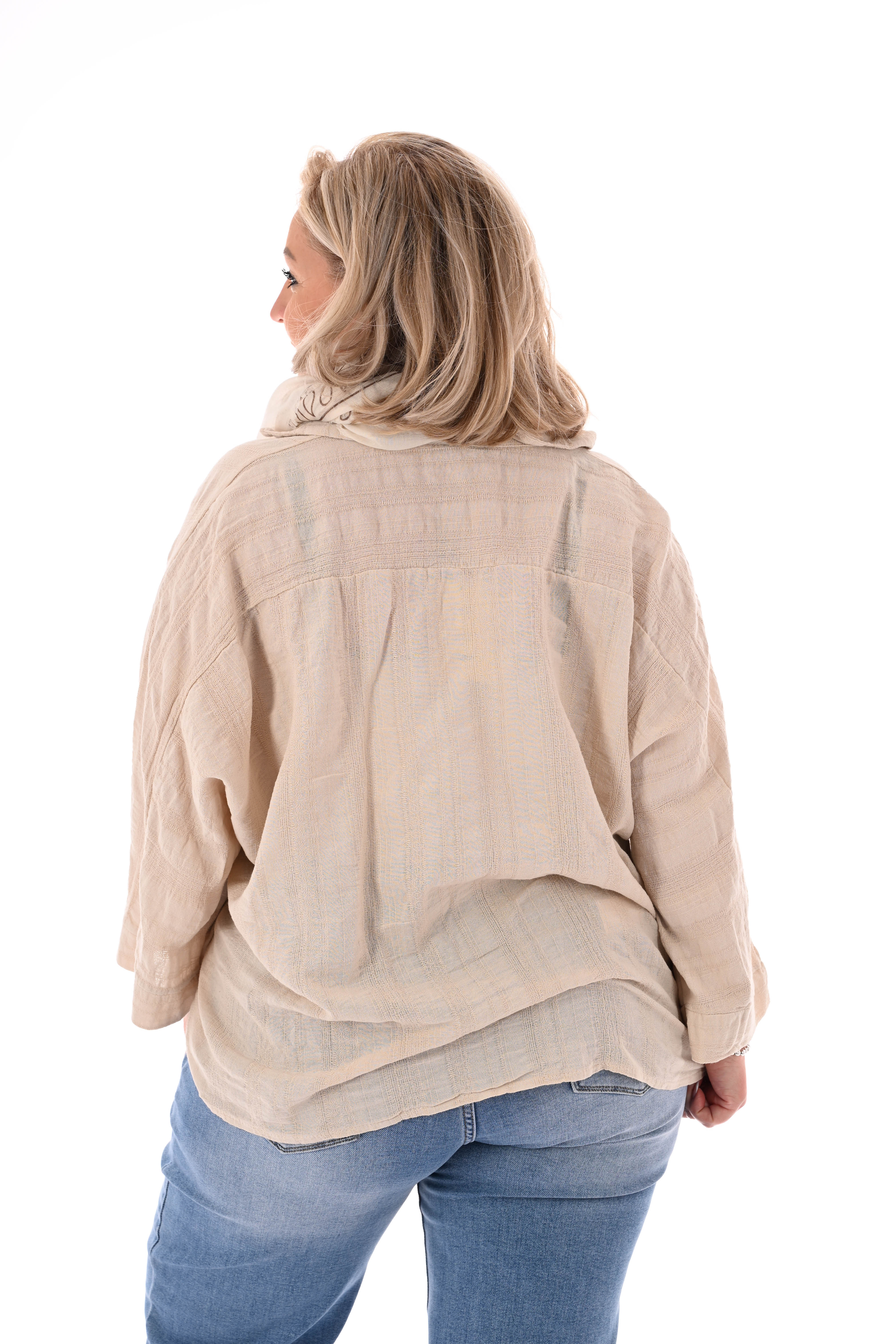 Blouse 3/4e mouwen uni beige