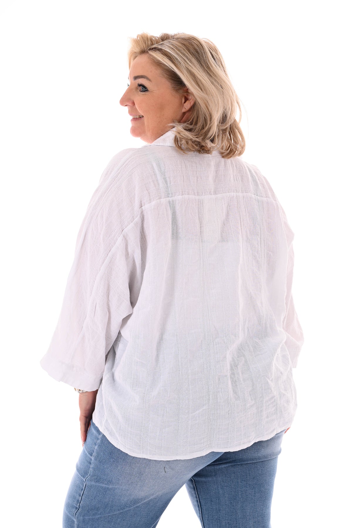 Blouse 3/4e mouwen uni wit