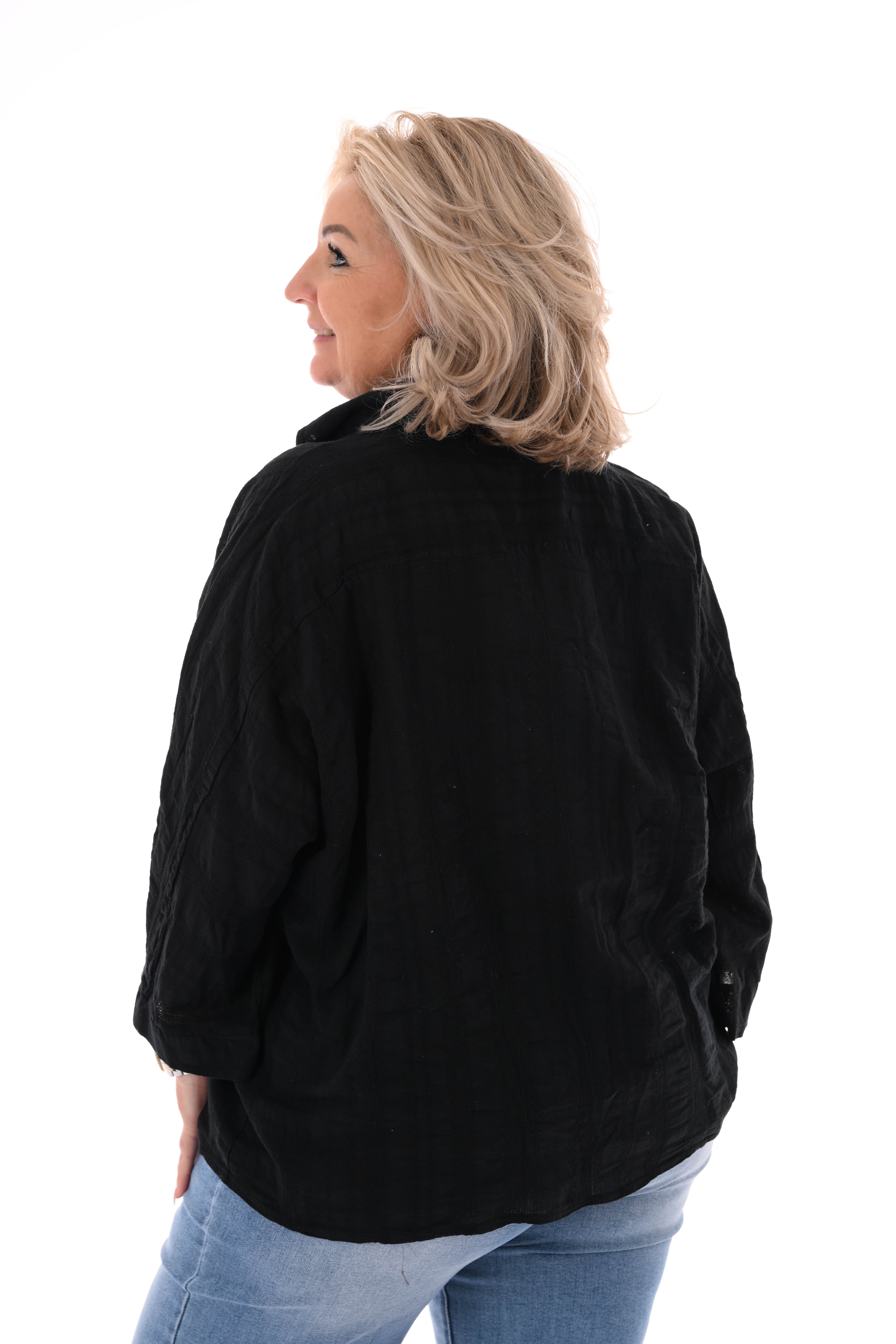 Blouse 3/4e mouwen uni zwart