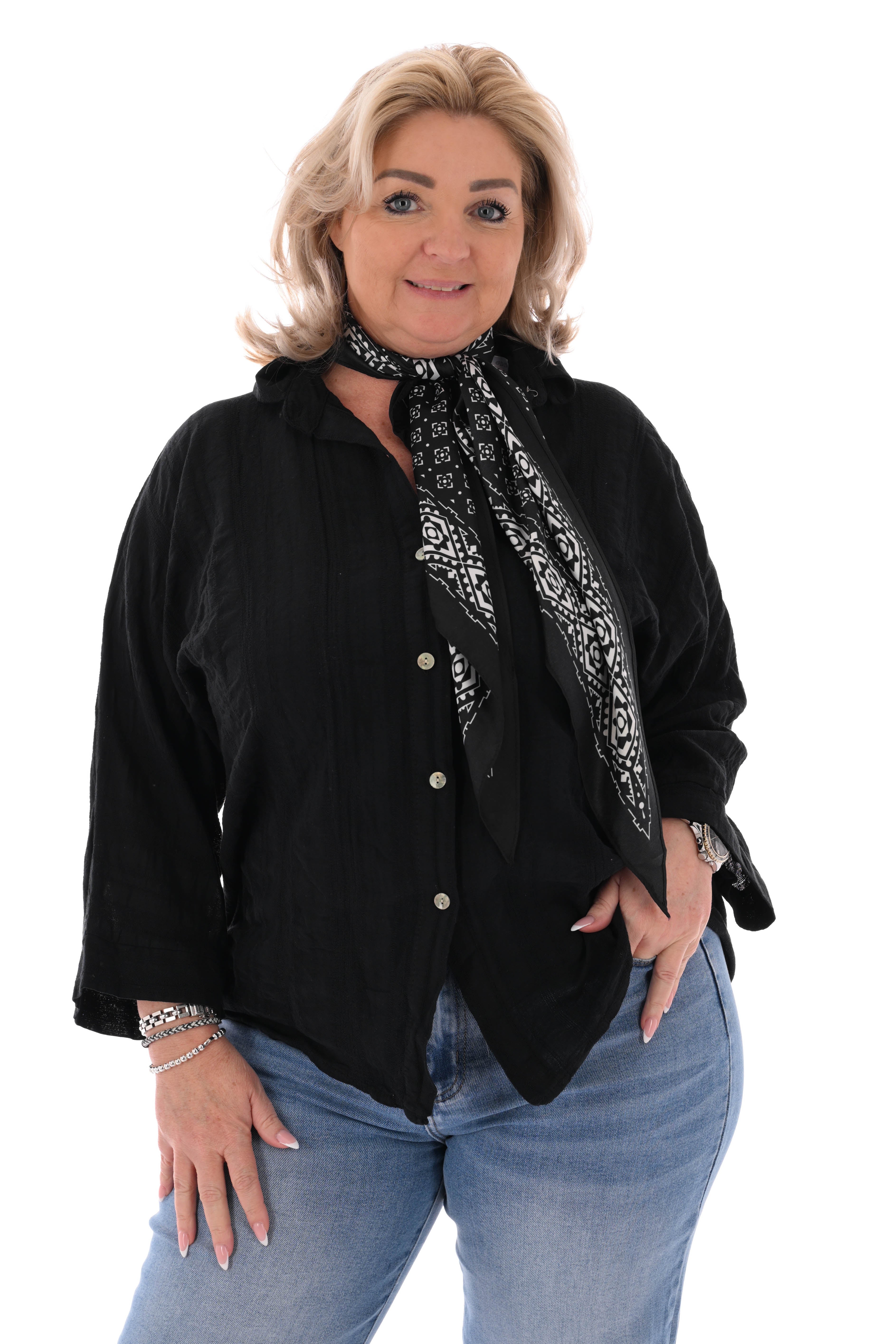 Blouse 3/4e mouwen uni zwart