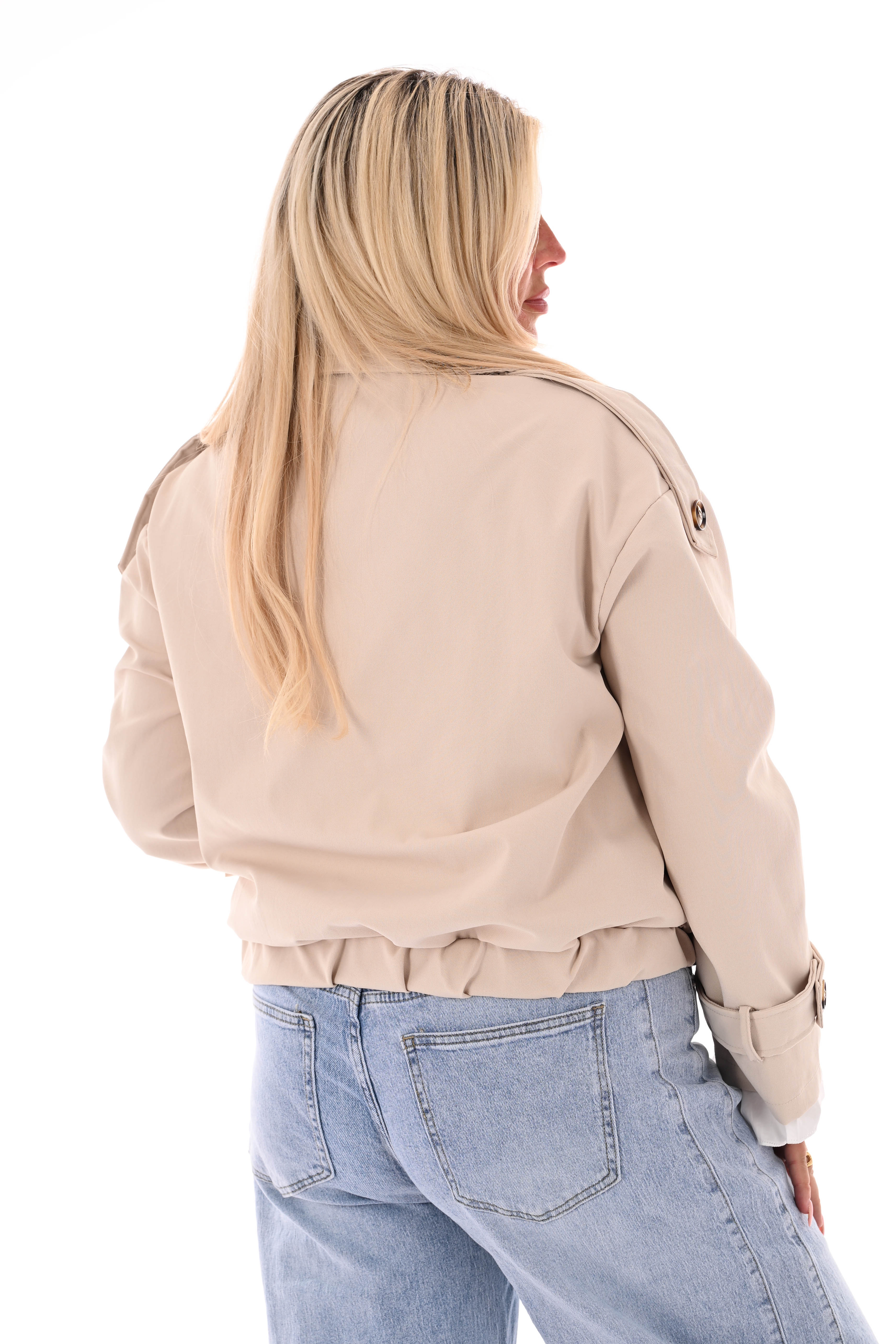 Korte trench bomber jas beige