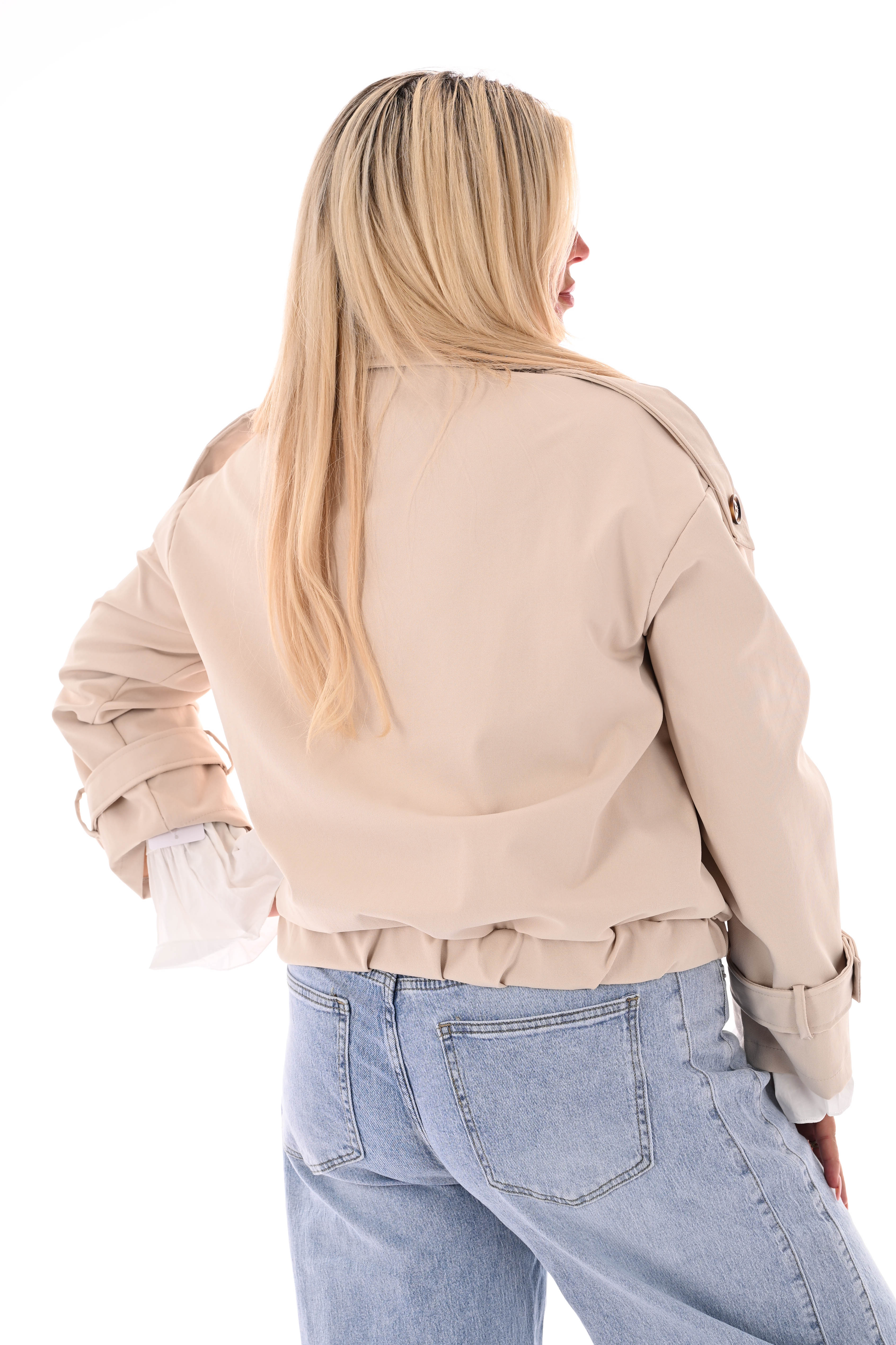 Korte trench bomber jas beige