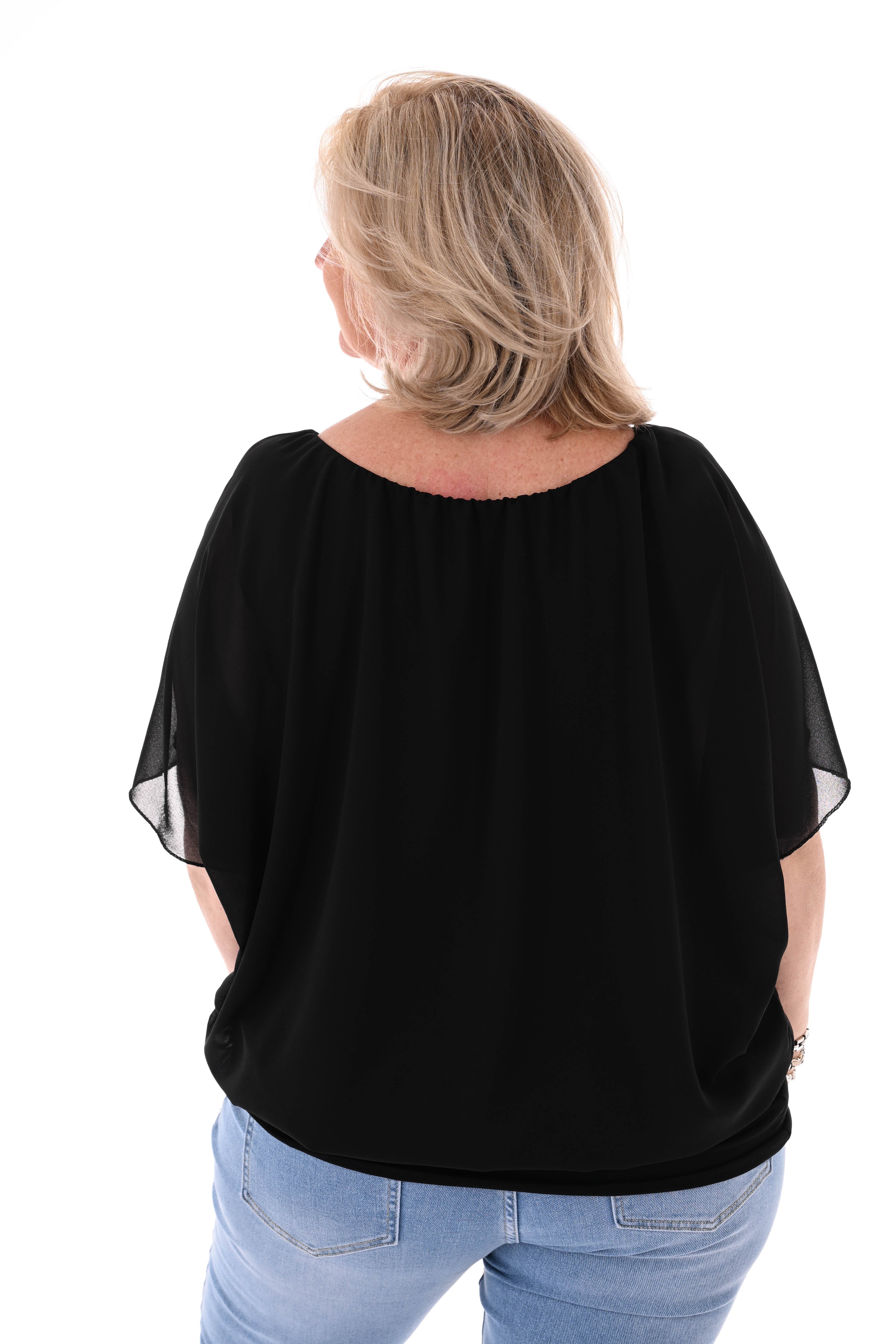 Ballon top korte mouwen uni zwart