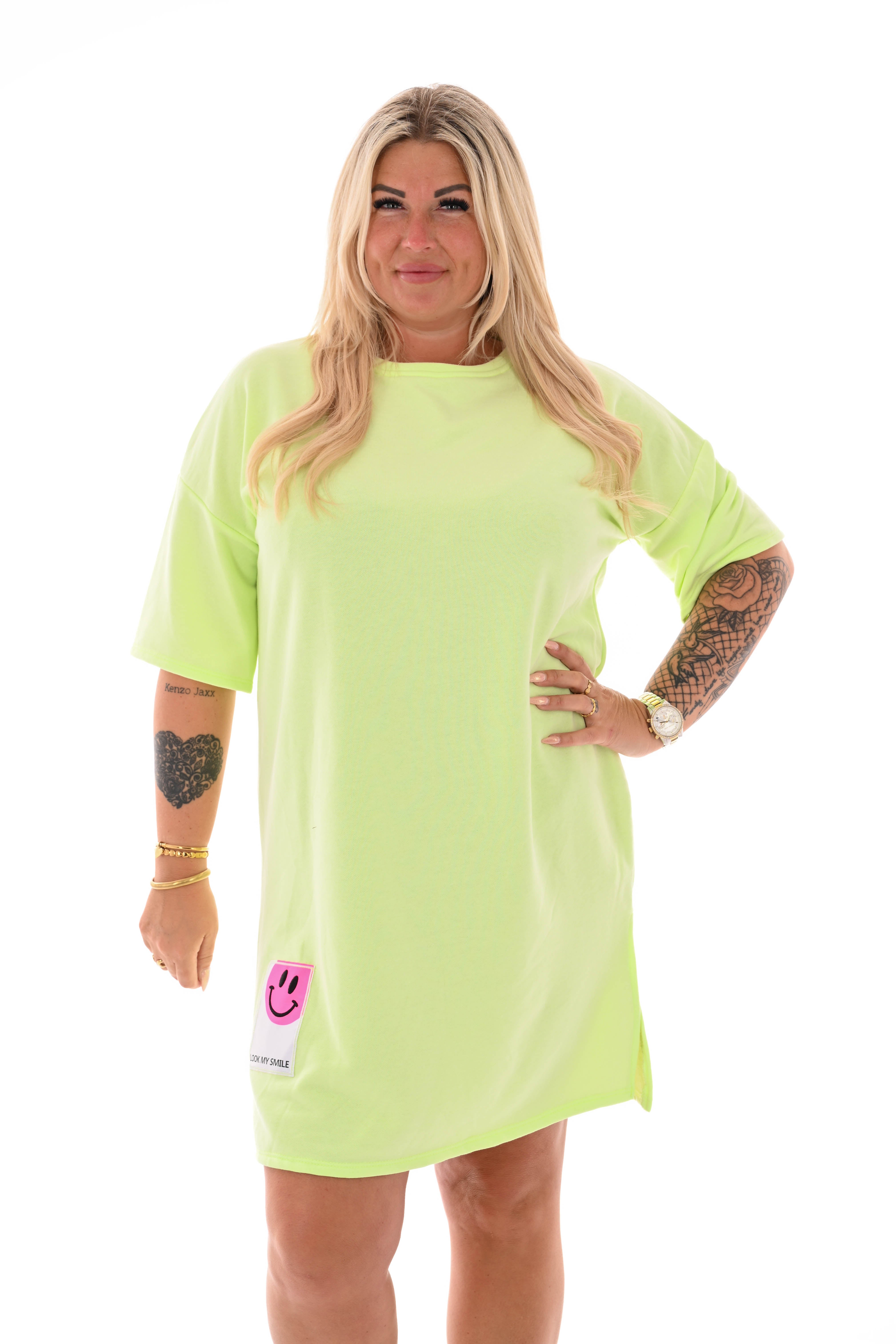 Sweaterdress smiley lichtgroen