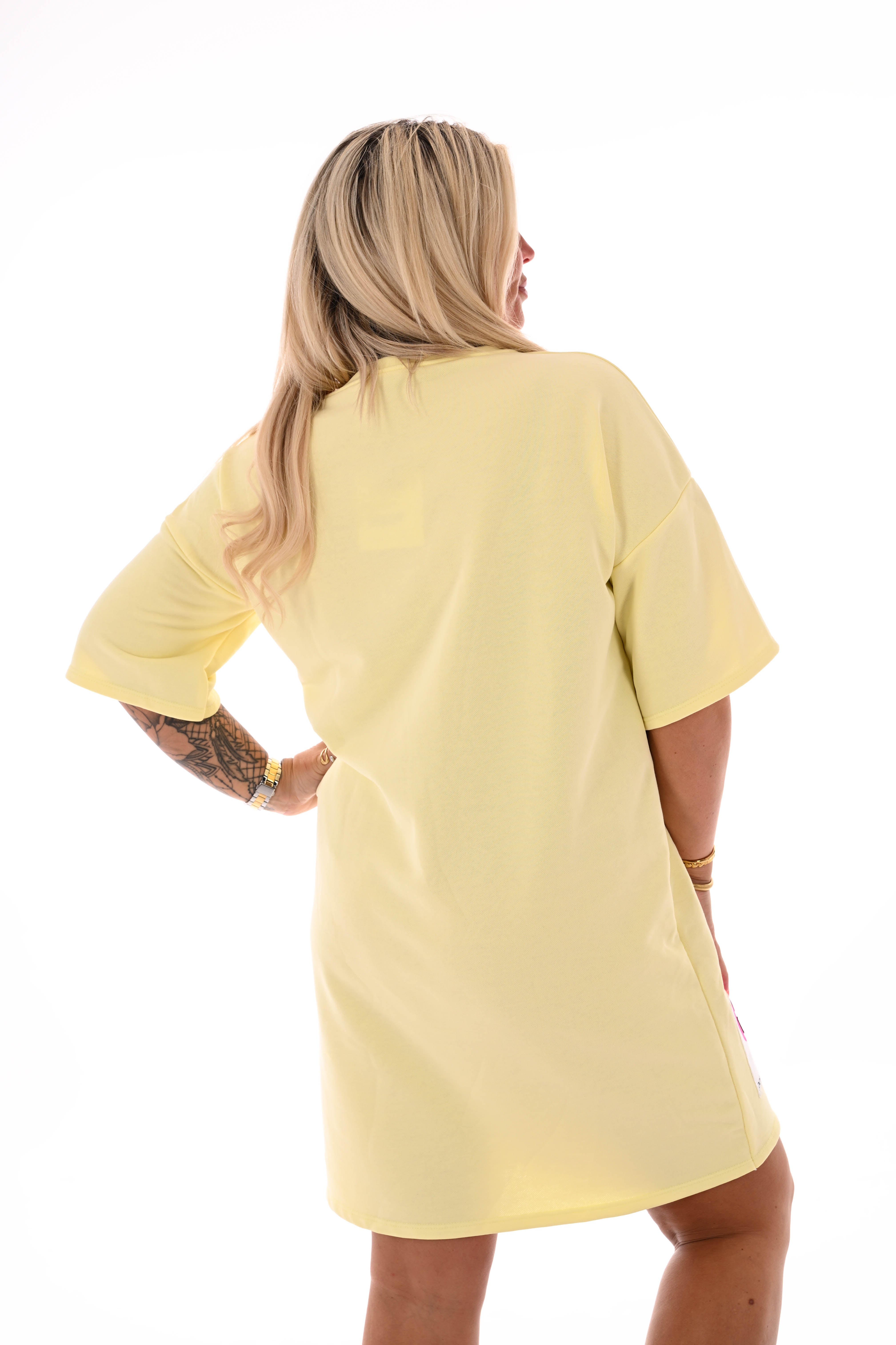 Sweaterdress smiley lichtgeel