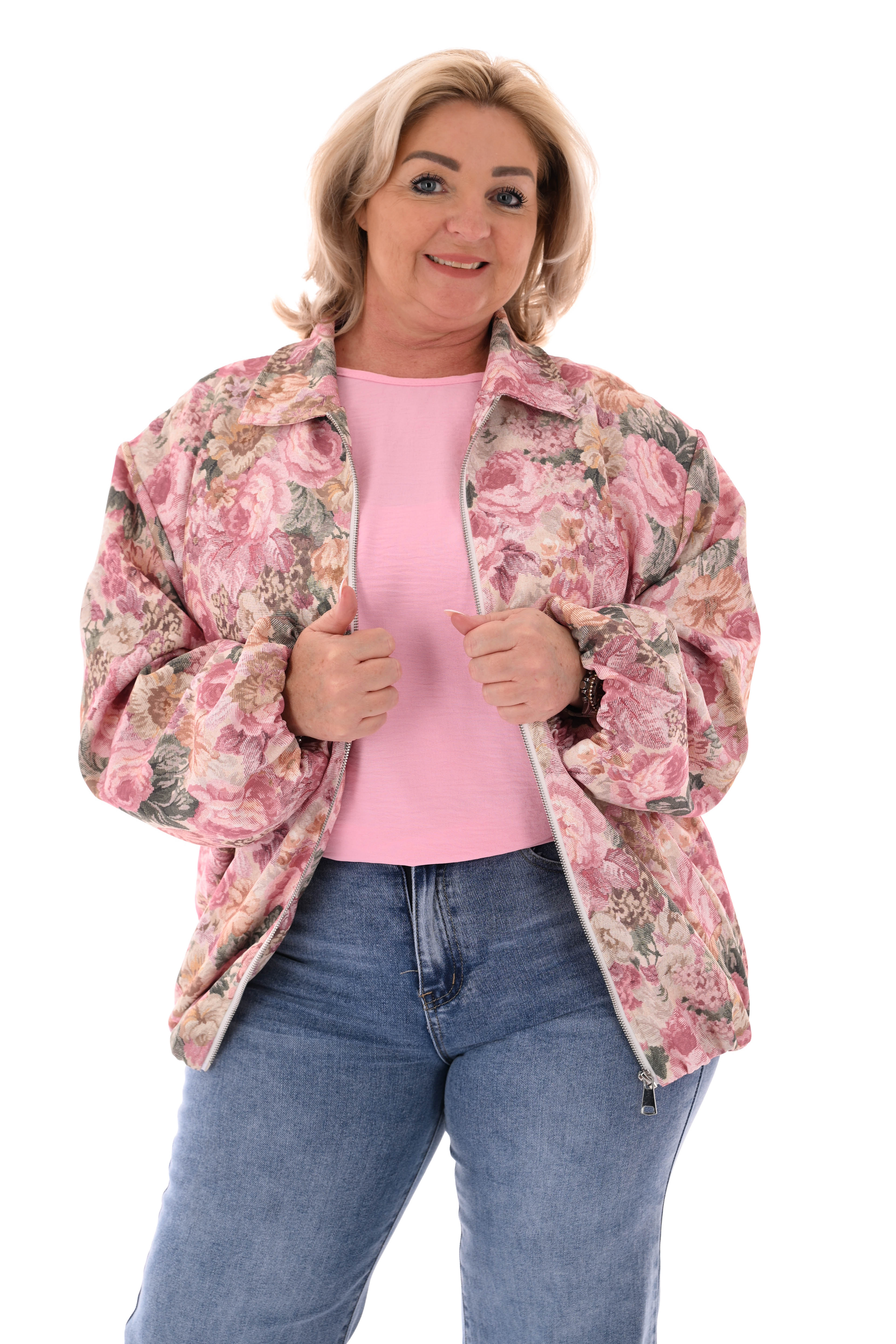 Bomberjack bloemen lichtroze