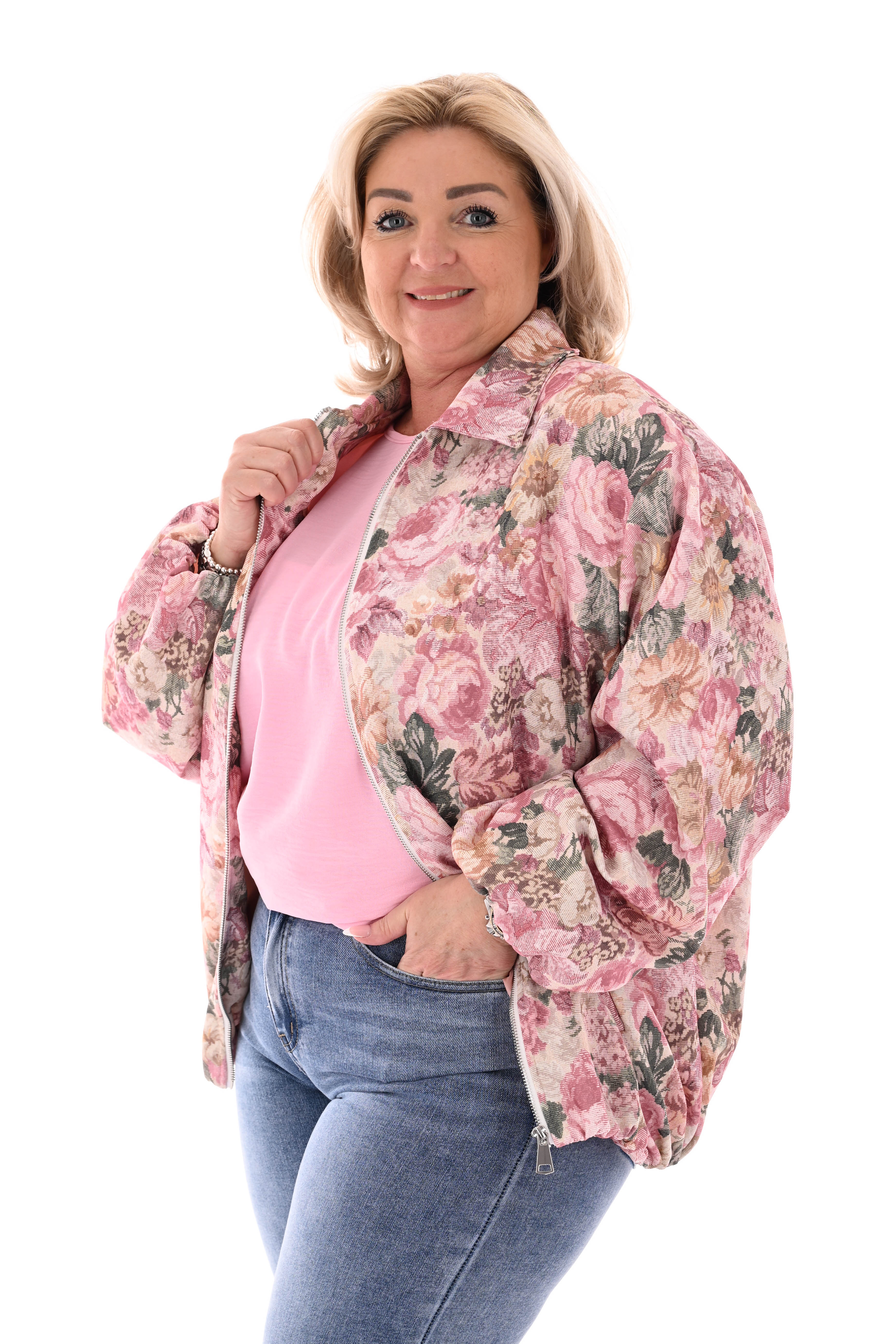 Bomberjack bloemen lichtroze