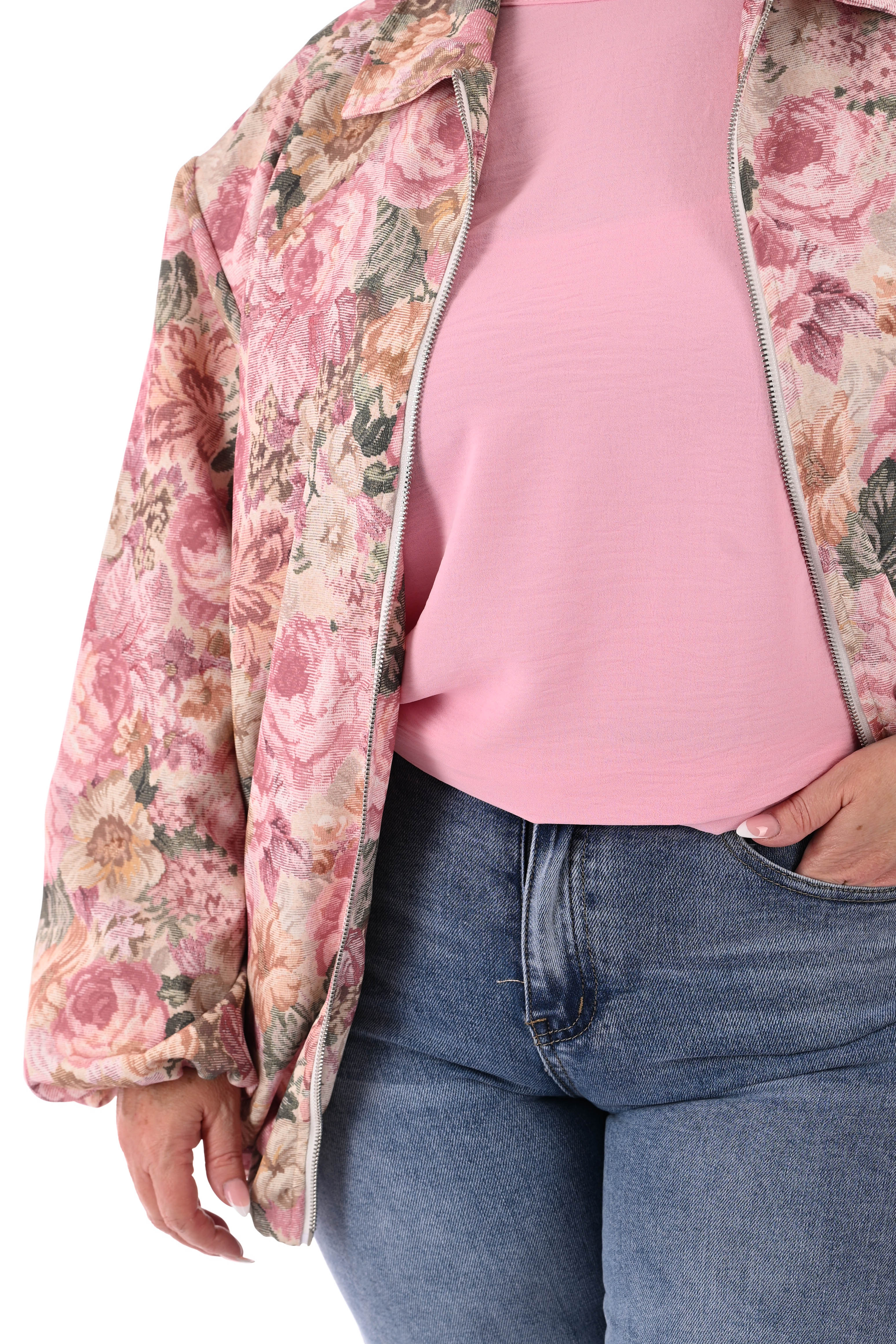 Bomberjack bloemen lichtroze