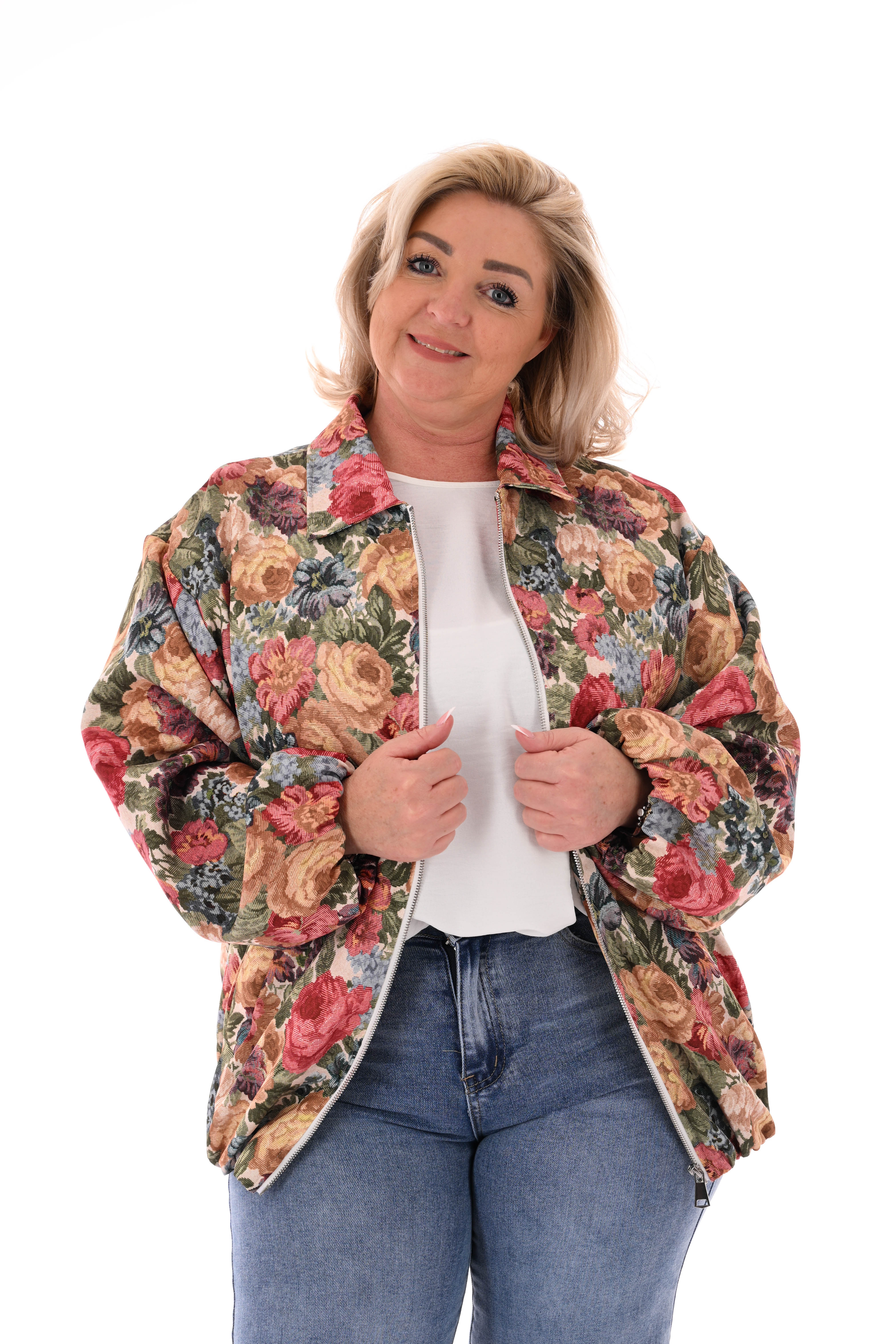 Bomberjack bloemen rood