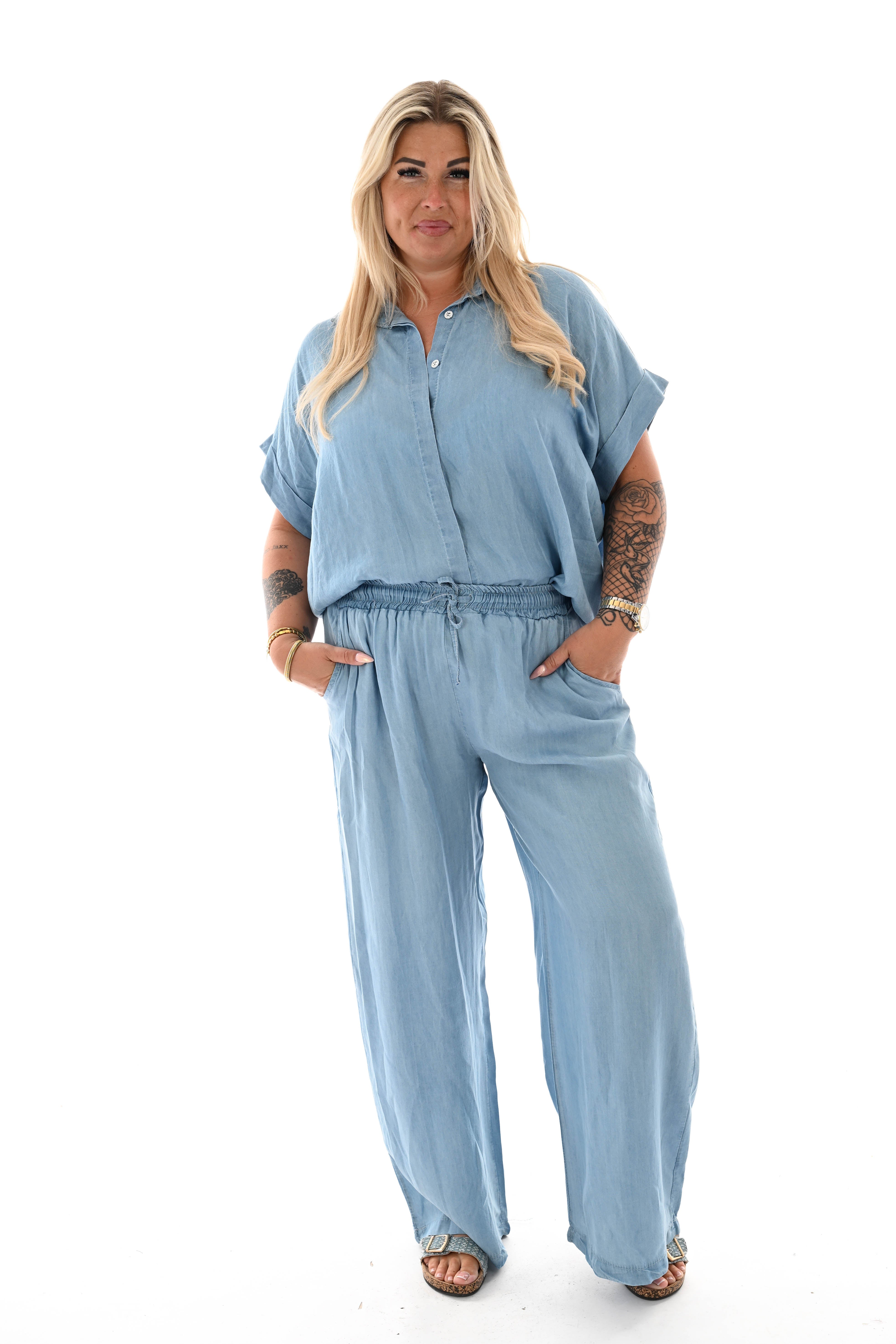 Tweedelig jeans set lichtblauw