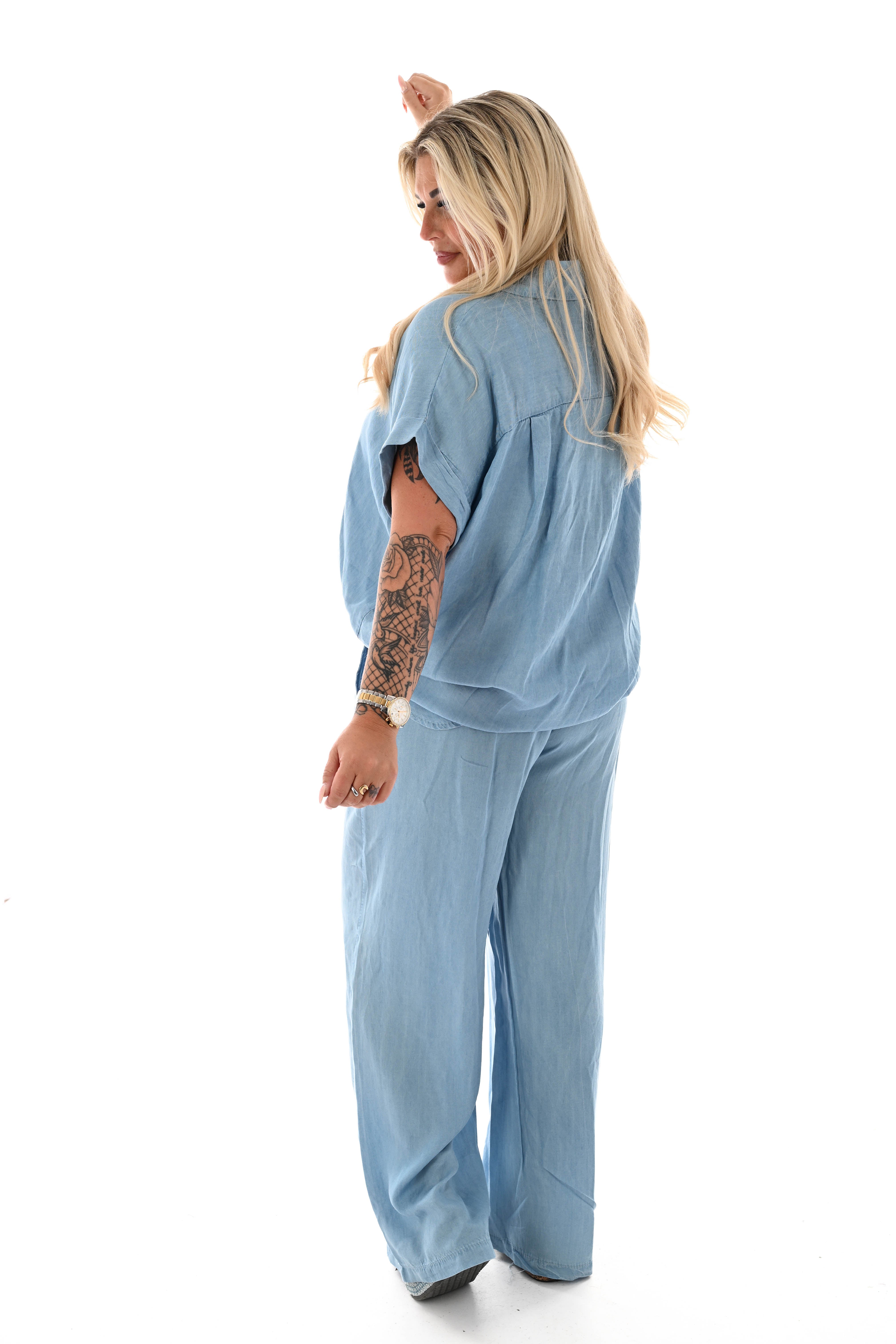 Tweedelig jeans set lichtblauw