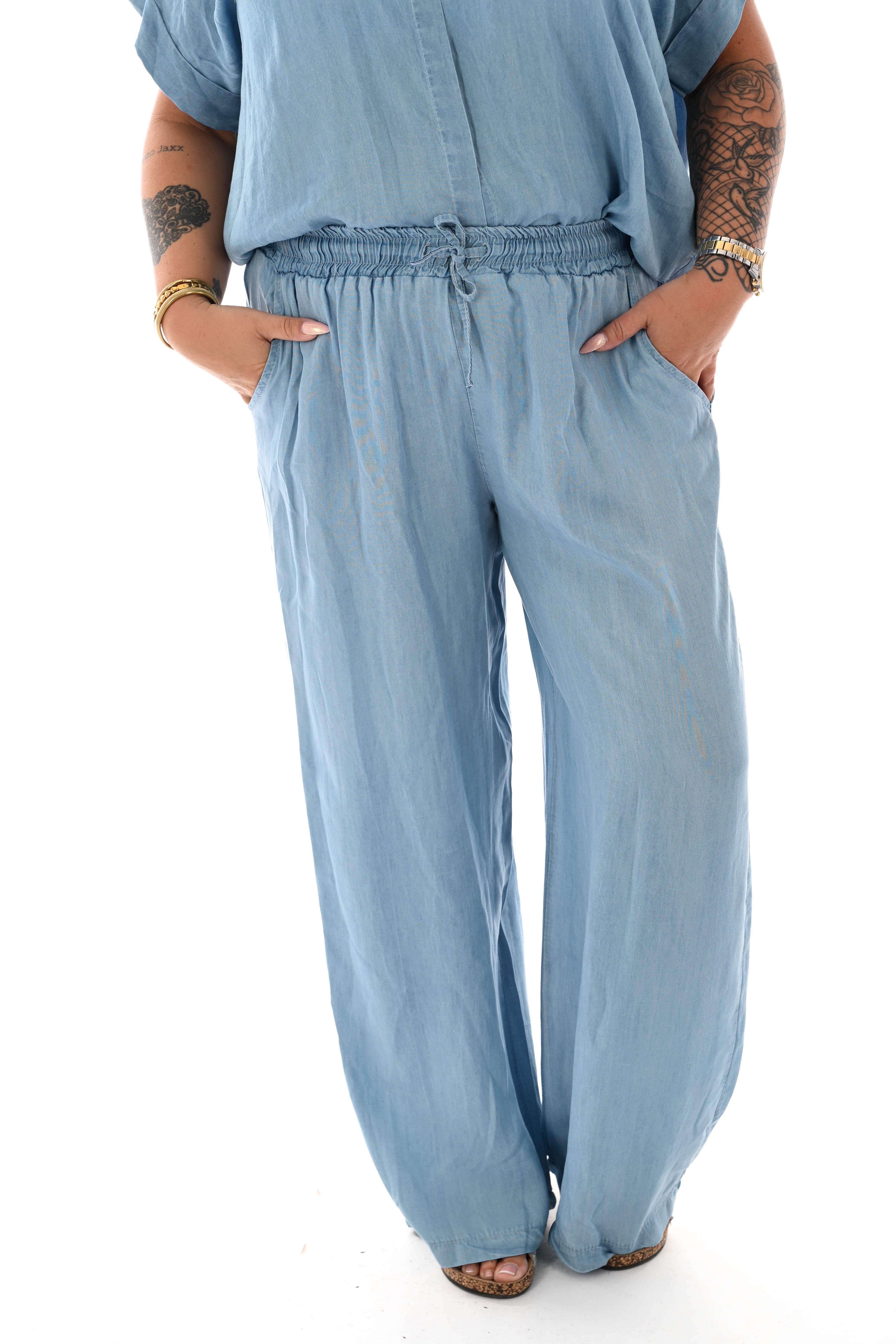 Tweedelig jeans set lichtblauw