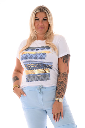 T-shirt aztec jeansblauw