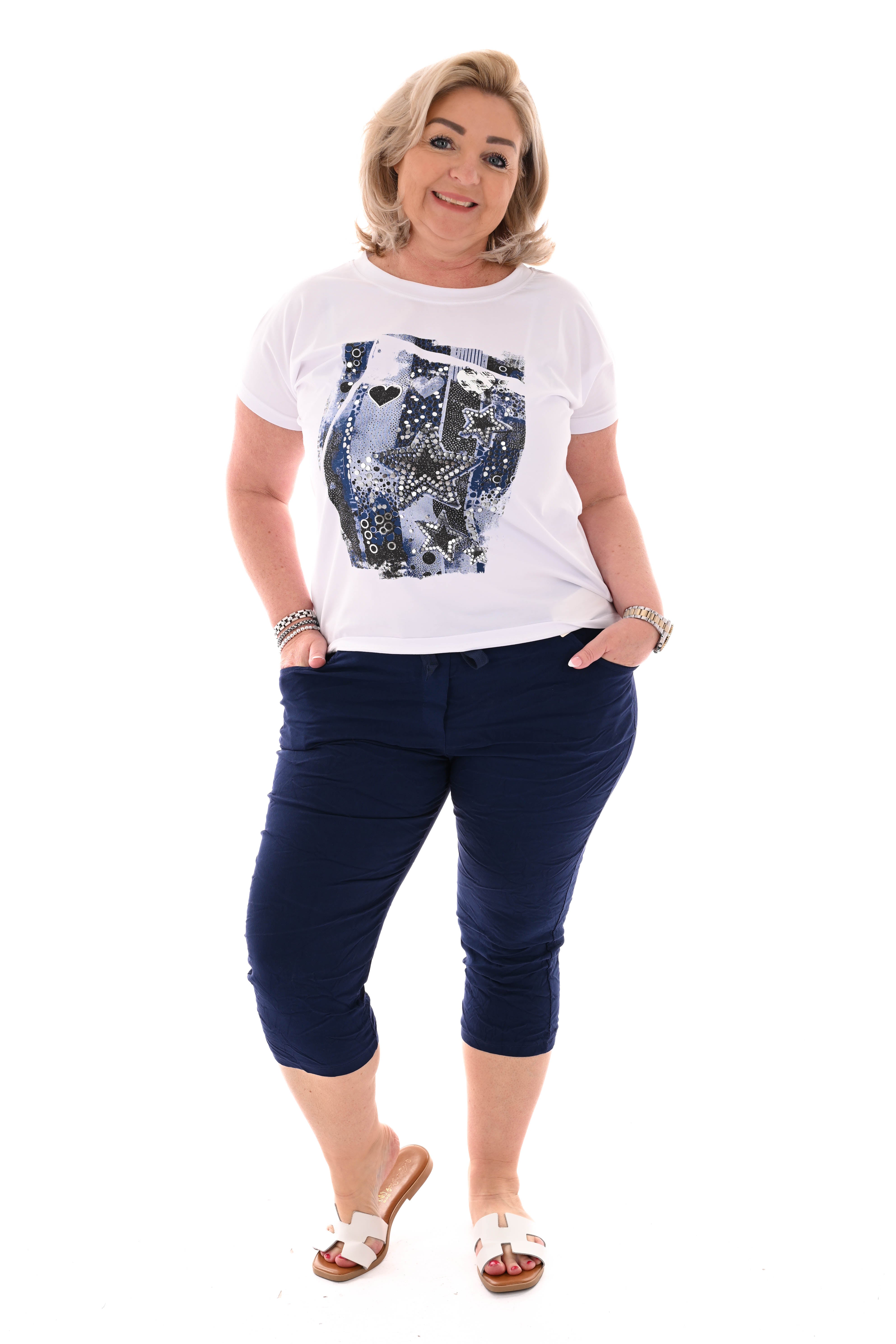 Stretchbroek capri uni marineblauw