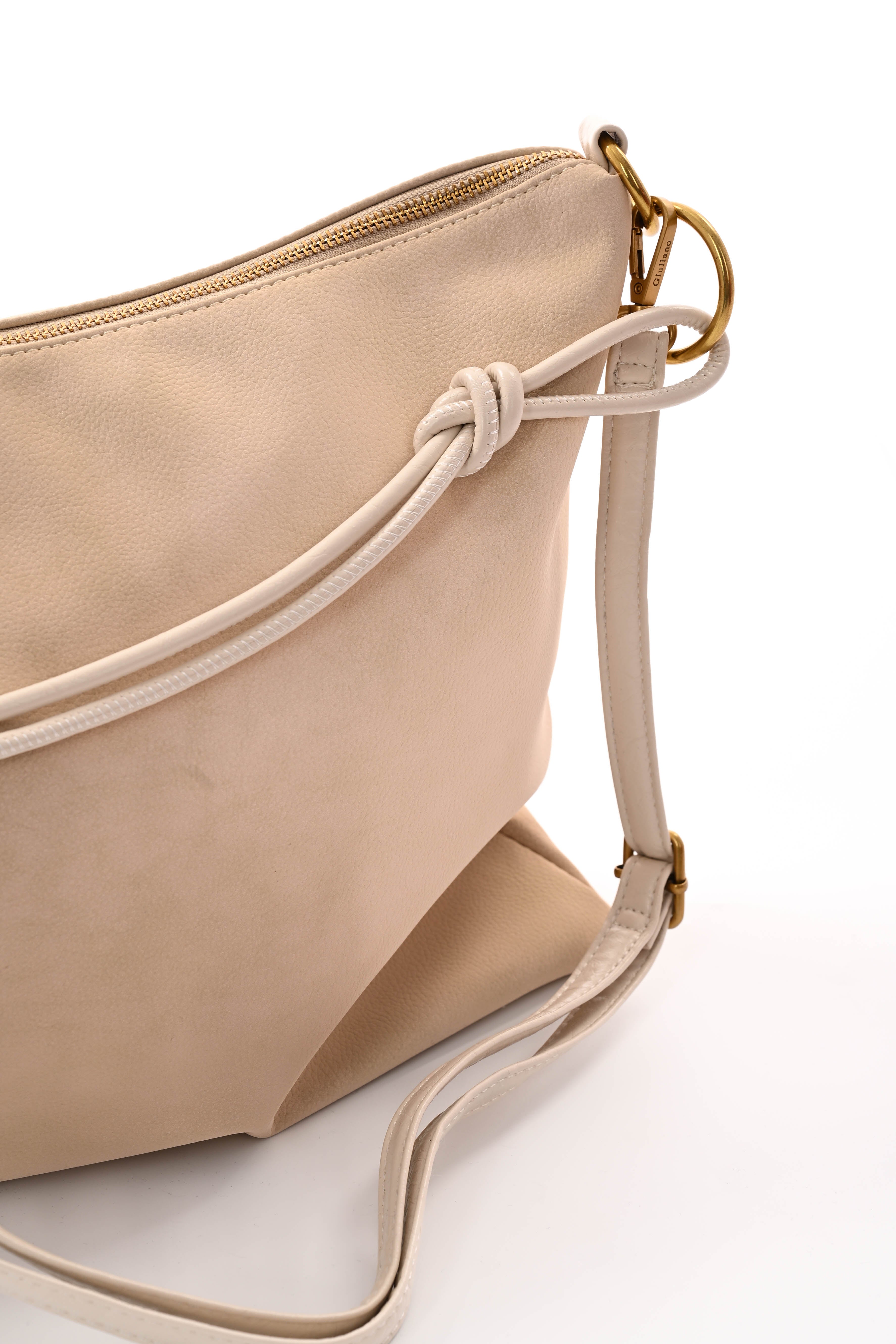 Grote vierkante tas met cirkels beige