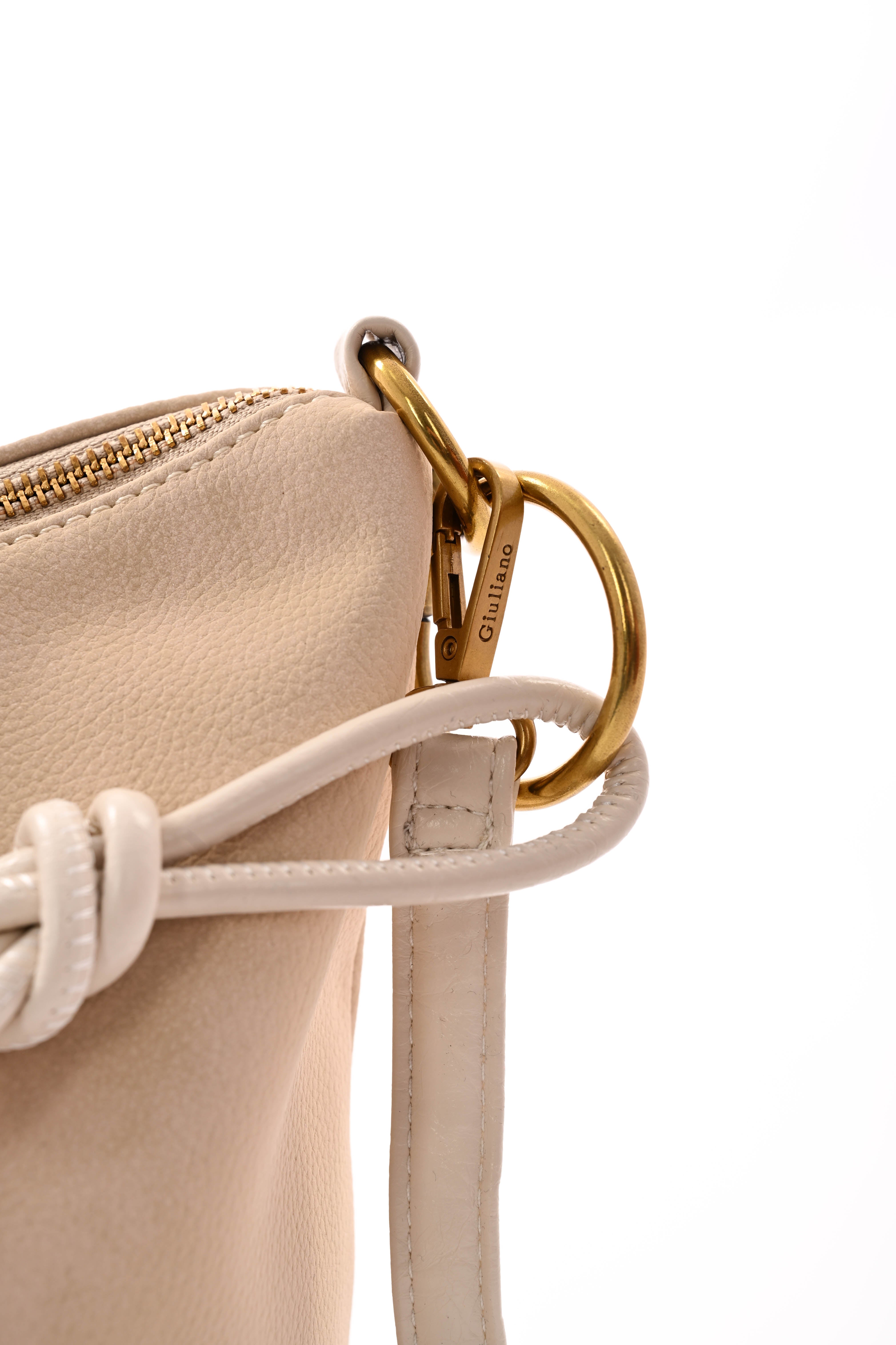 Grote vierkante tas met cirkels beige