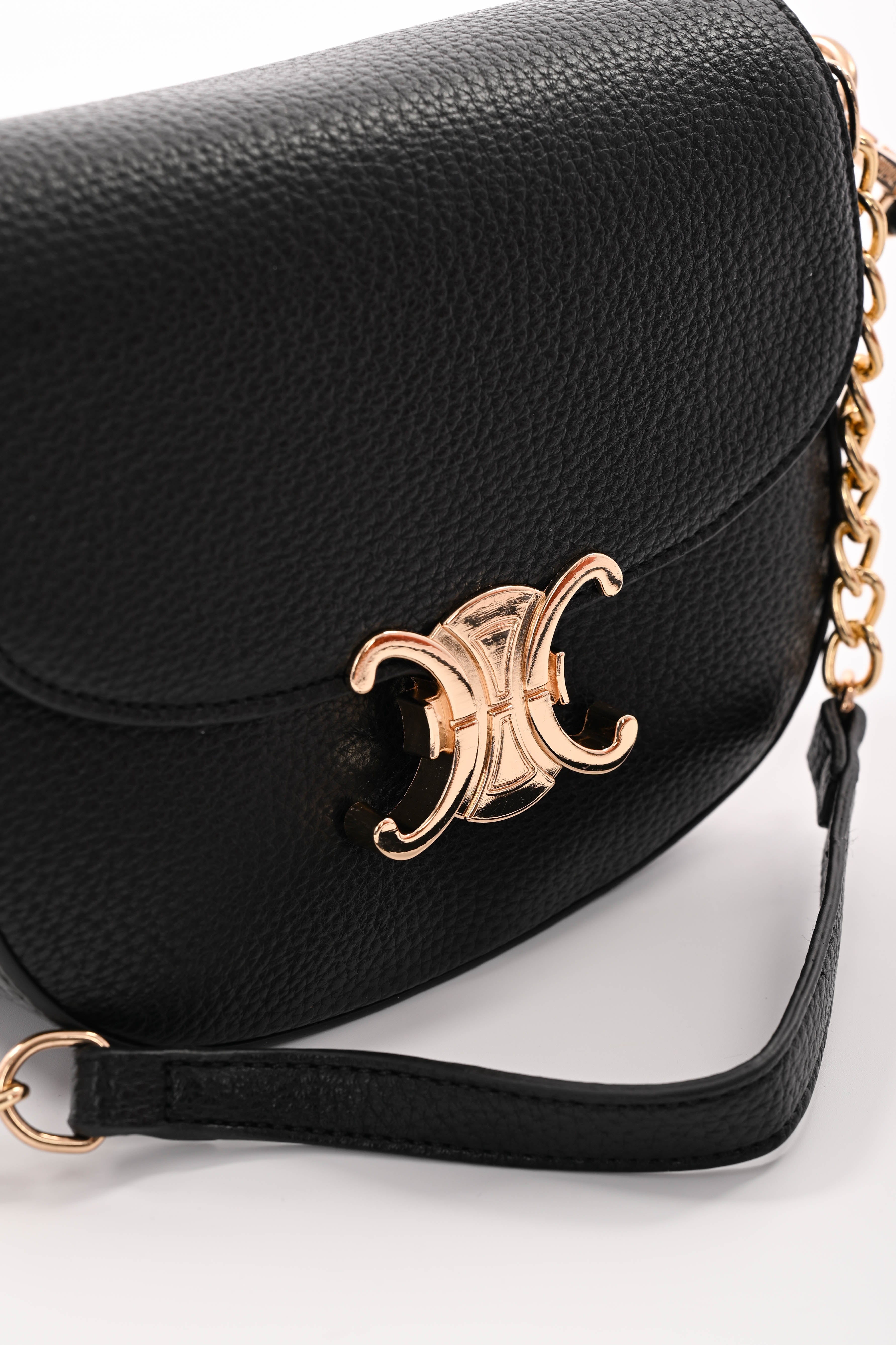 Crossbody tas met  C sluiting zwart