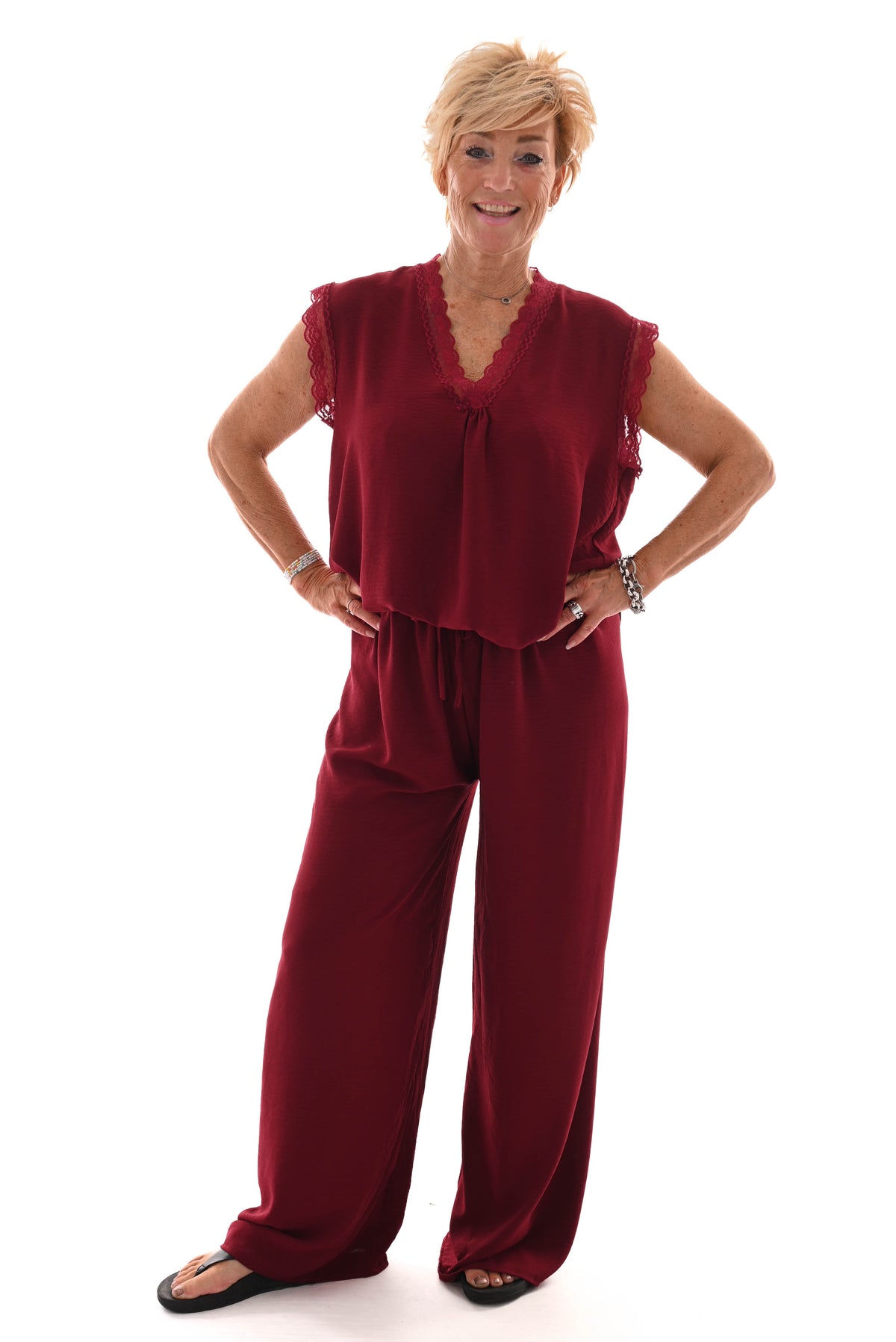 Tweedelig pak kant bordeaux