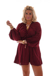 Playsuit  v-hals strepen bordeaux