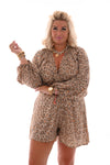 Playsuit panterprint v-hals beige
