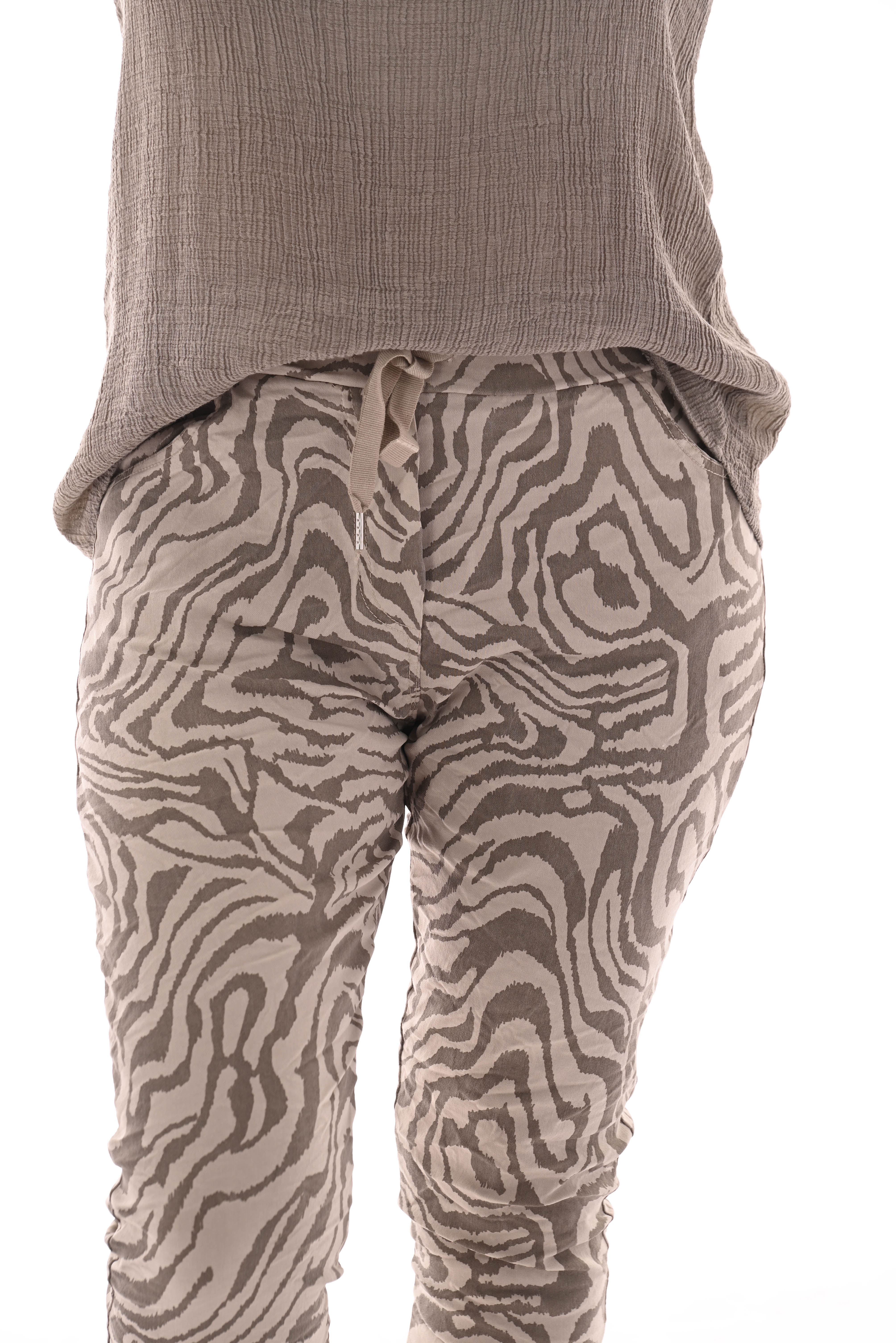 Stretchbroek zebra beige/taupe
