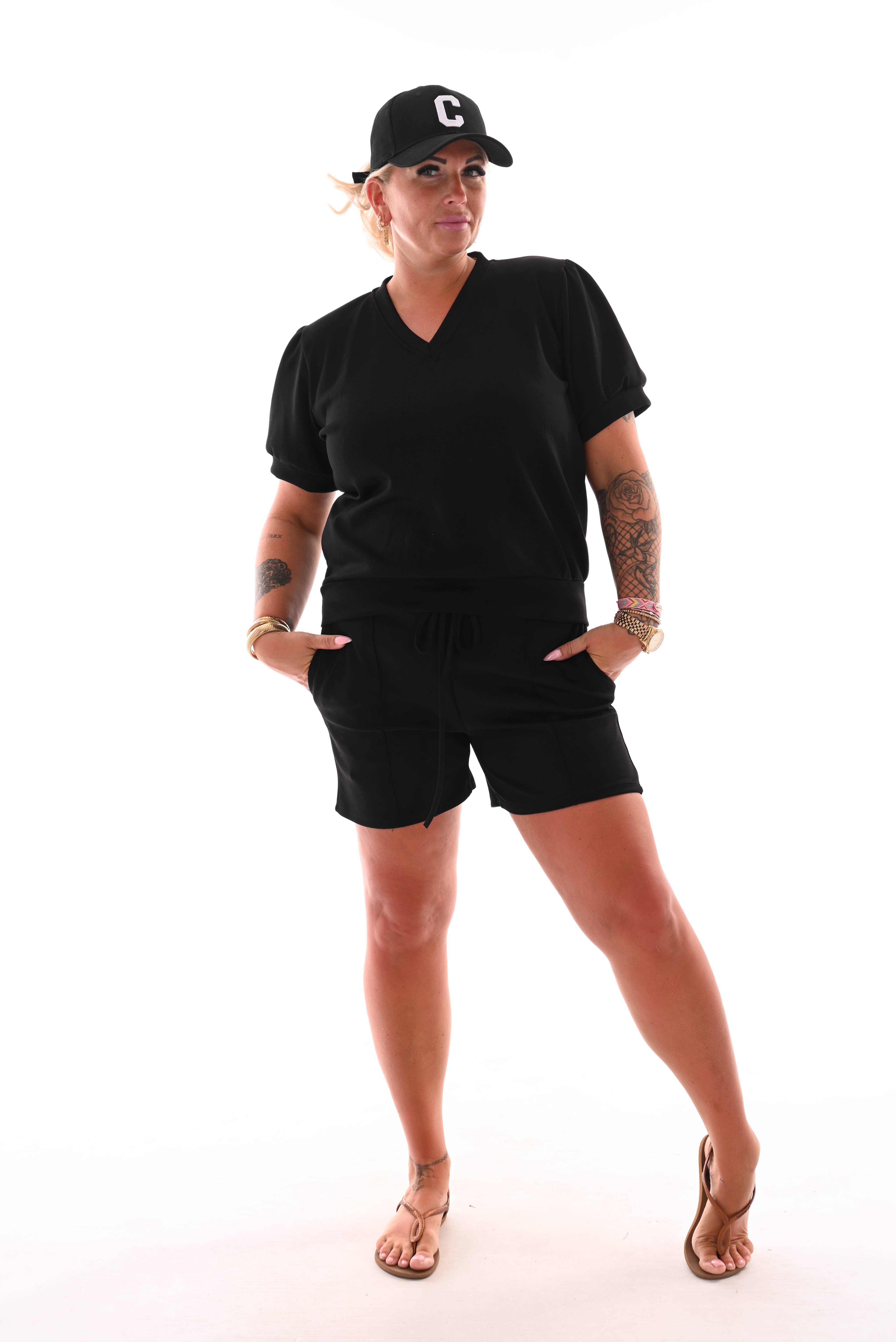 Twinset short met naad uni zwart