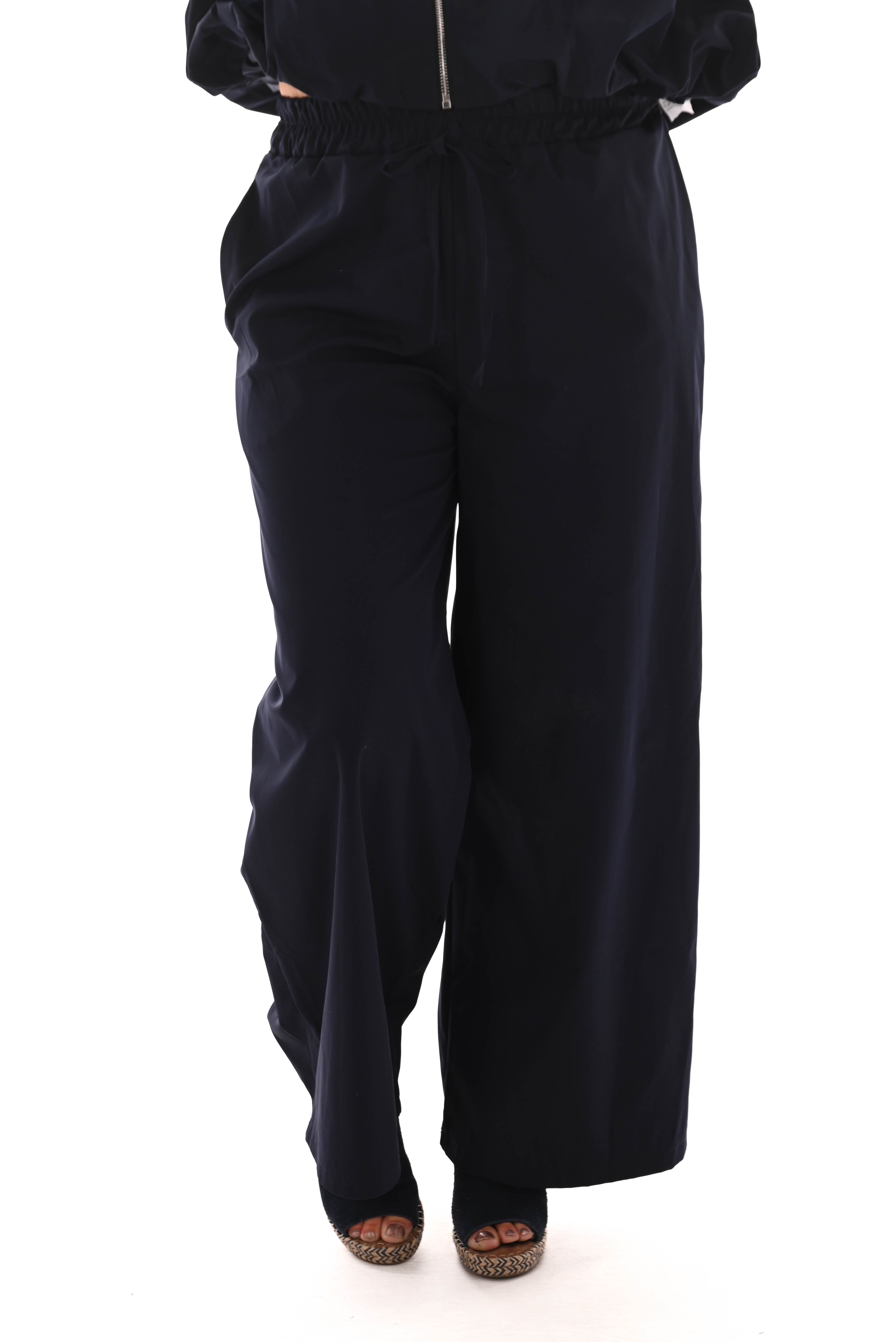 wijde broek uni elastieken band marineblauw