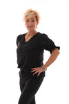 Travel top smock mouwen zwart
