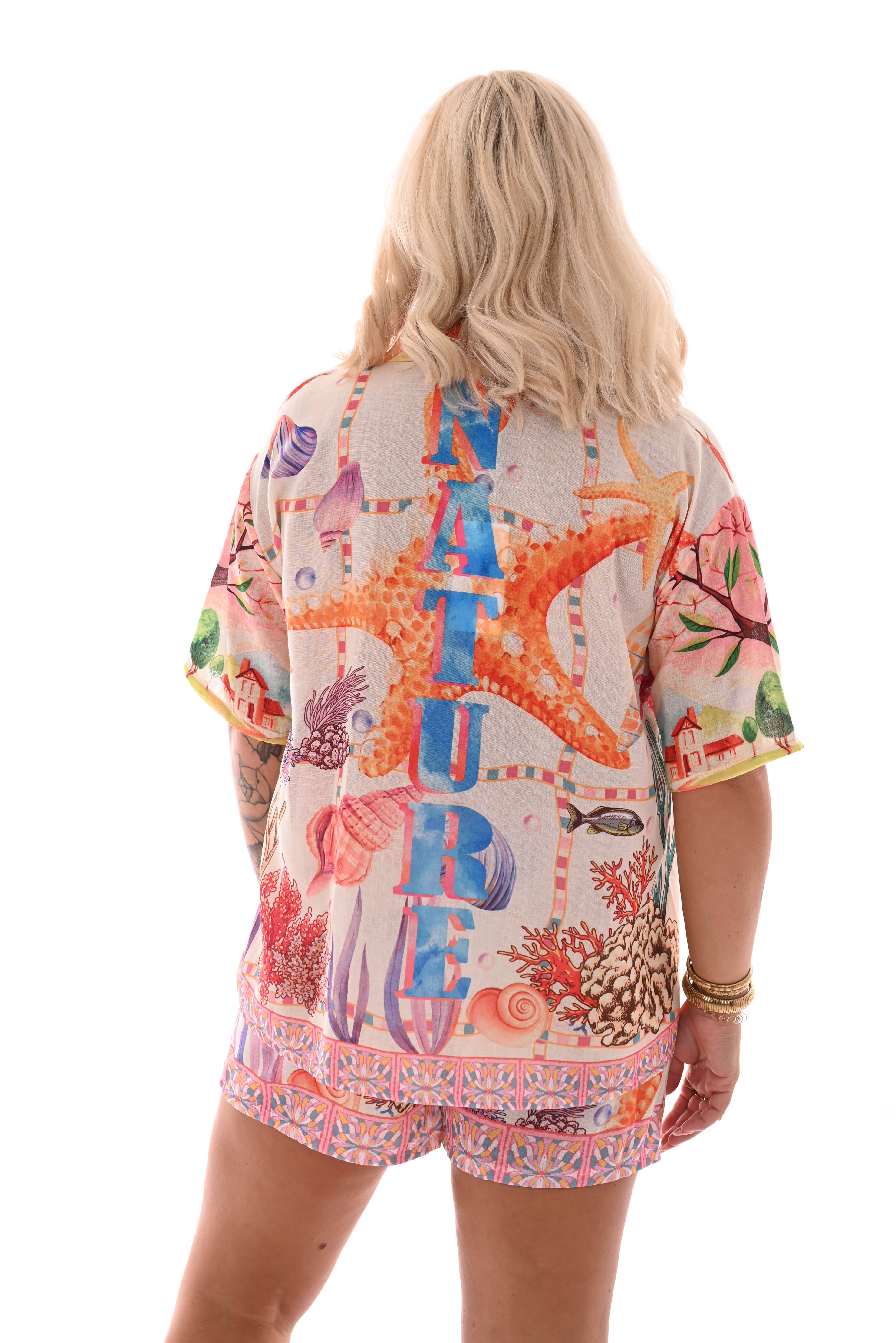 Twinset mix print little beach roze/roomwit