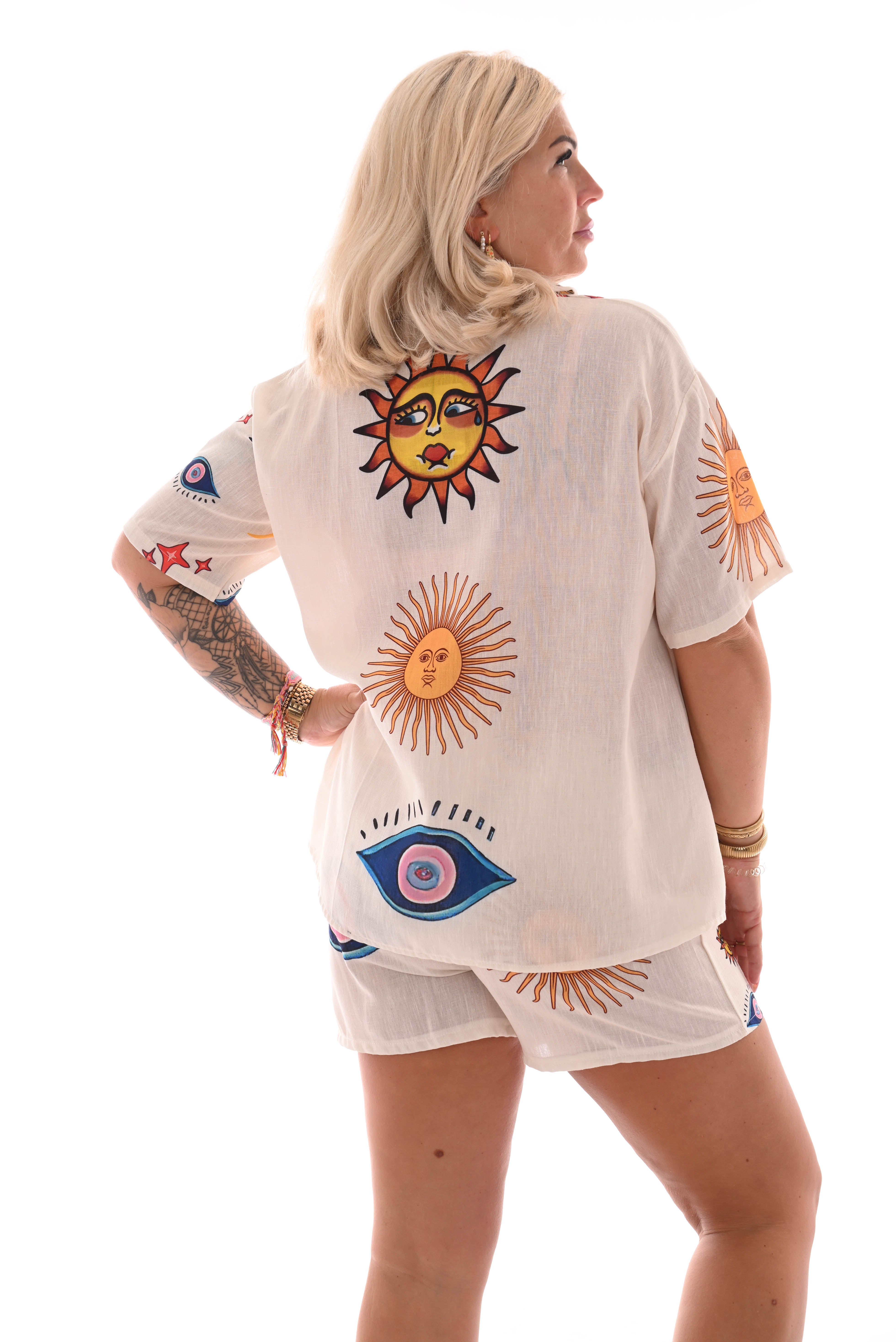 Twinset mix print roomwit/geel