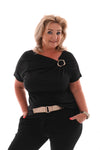 Top rib met ring detail  zwart