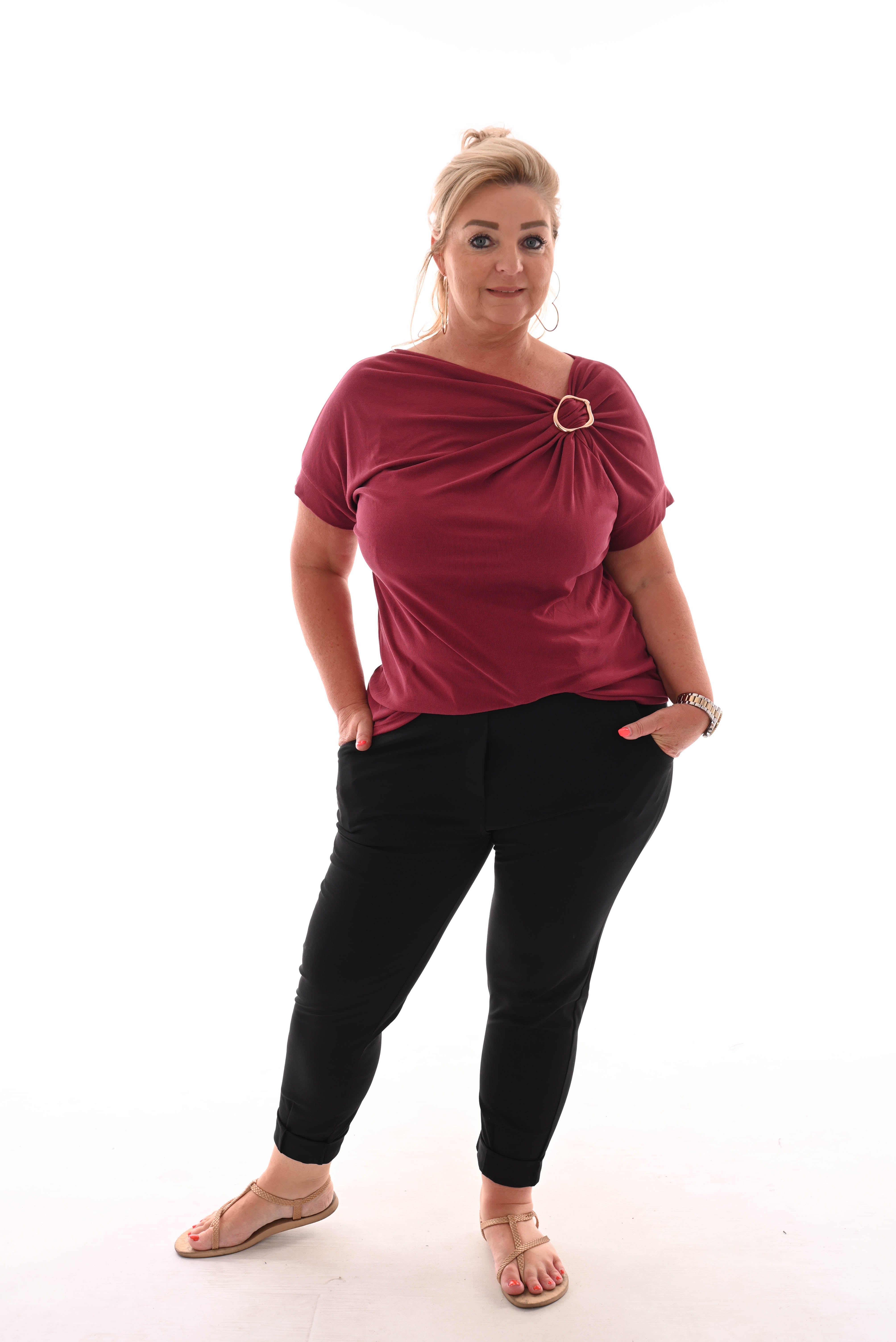 Top rib met ring detail  bordeaux