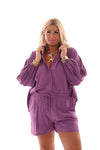 Tweedelig set blouse oversized paars