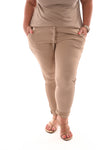 Stretchbroek met bies beige