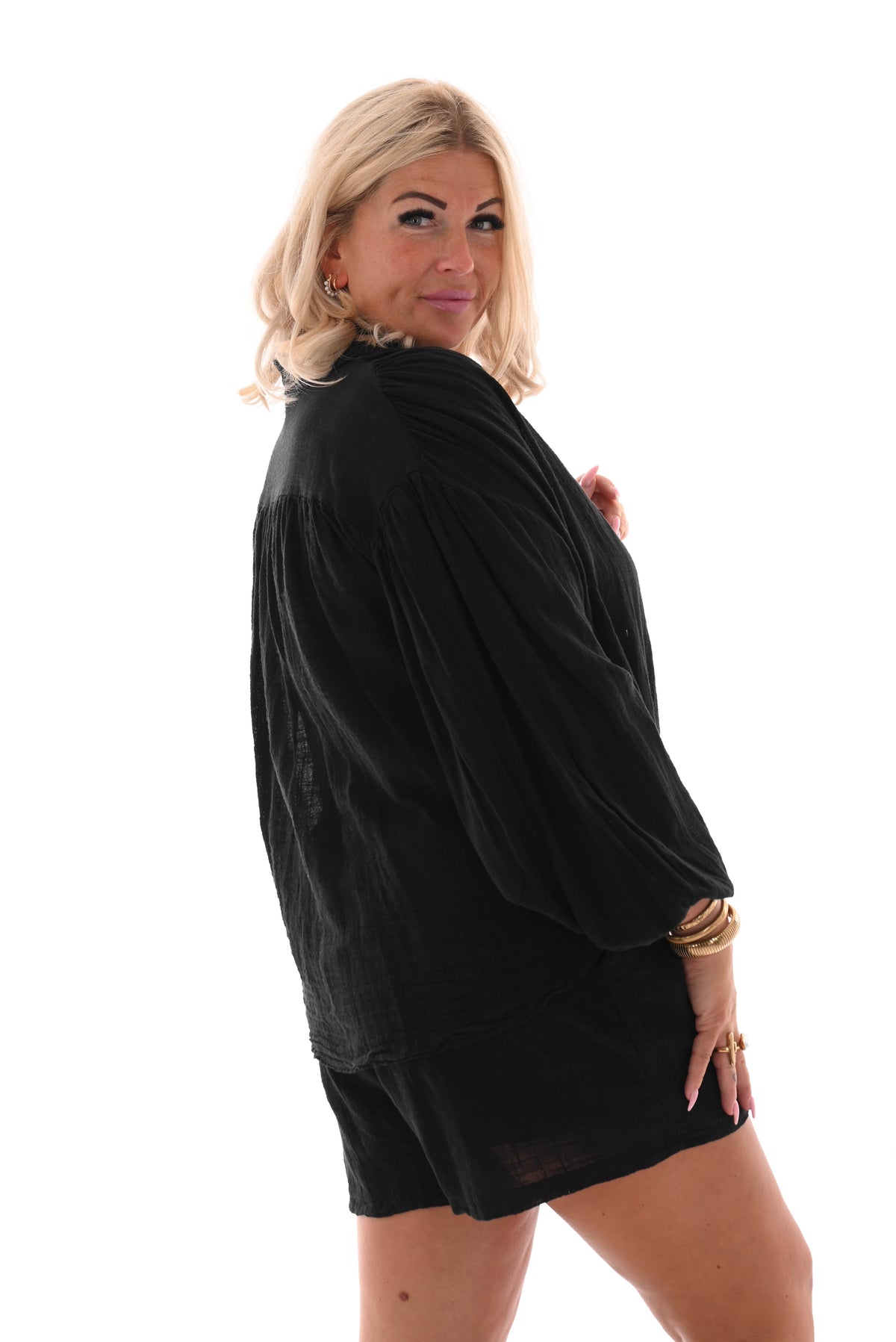 Tweedelig set blouse oversized zwart