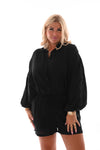 Tweedelig set blouse oversized zwart
