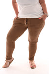 Stretchbroek met bies camel
