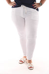 Stretchbroek met bies wit