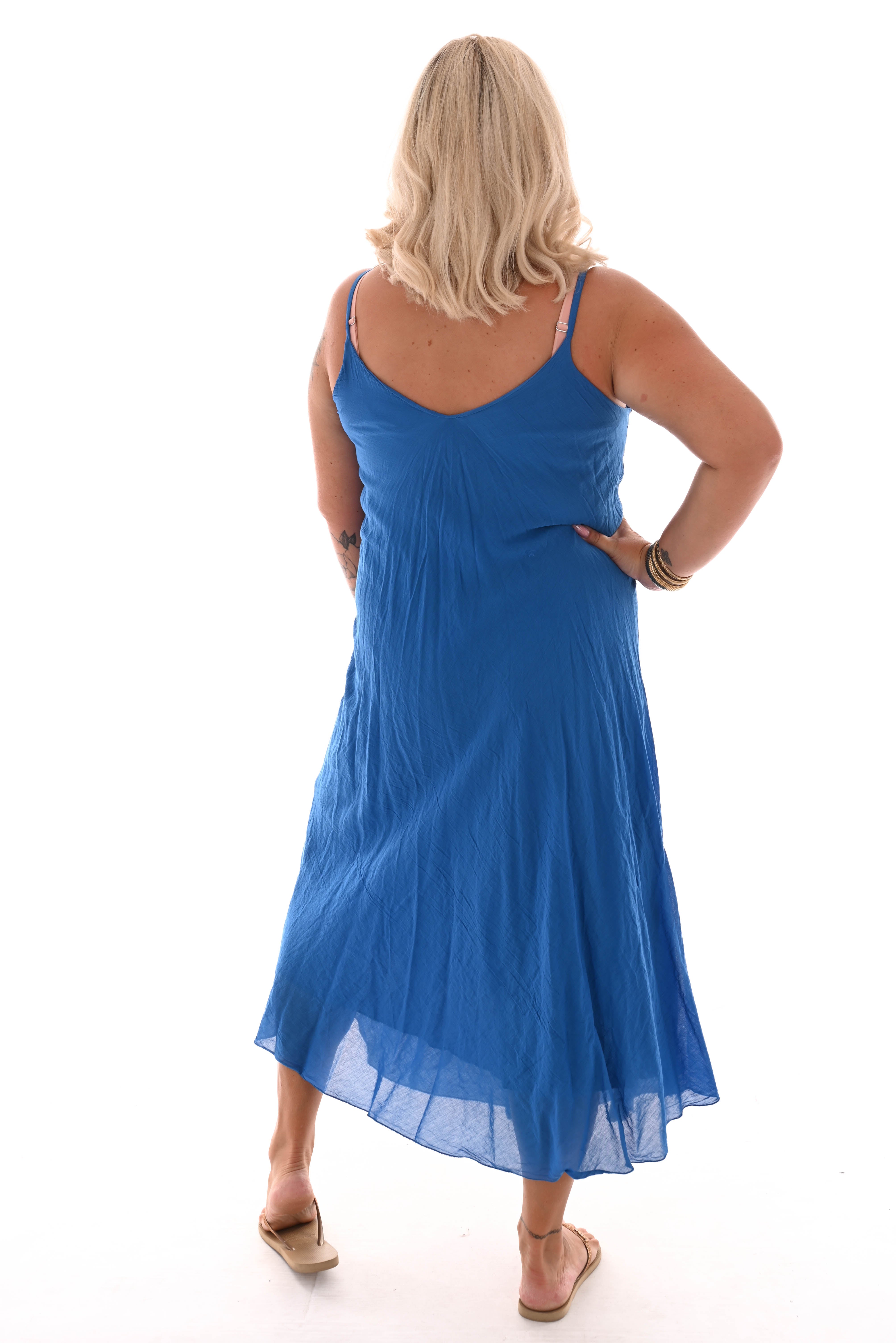 Jurk roezel mouwloos blauw
