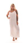 Silky jurk spaghetti bandjes roomwit