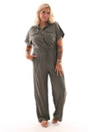 Jumpsuit uni kraag groen