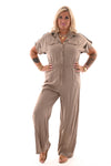 Jumpsuit uni kraag bruin