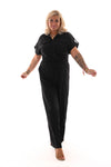 Jumpsuit uni kraag zwart