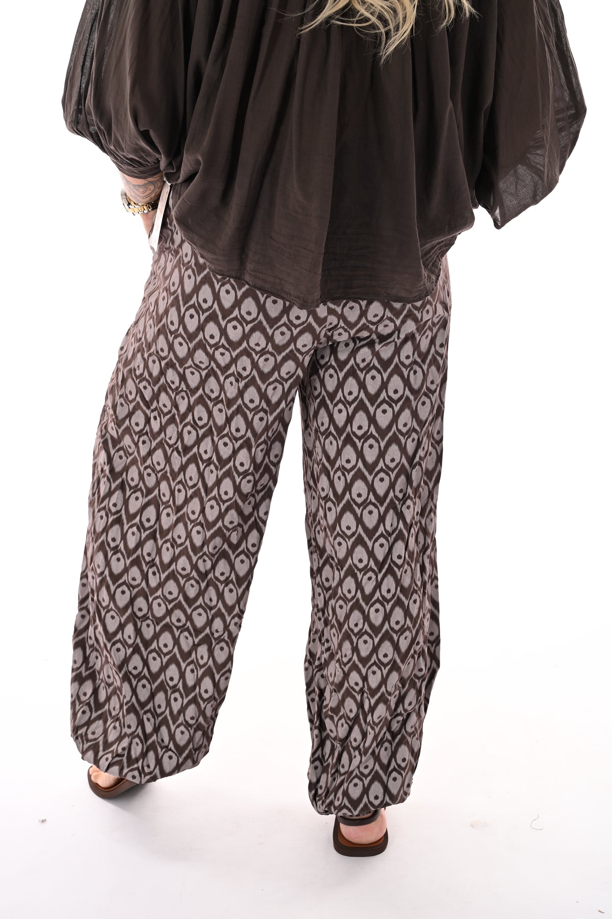 Ballon broek print abstract bruin