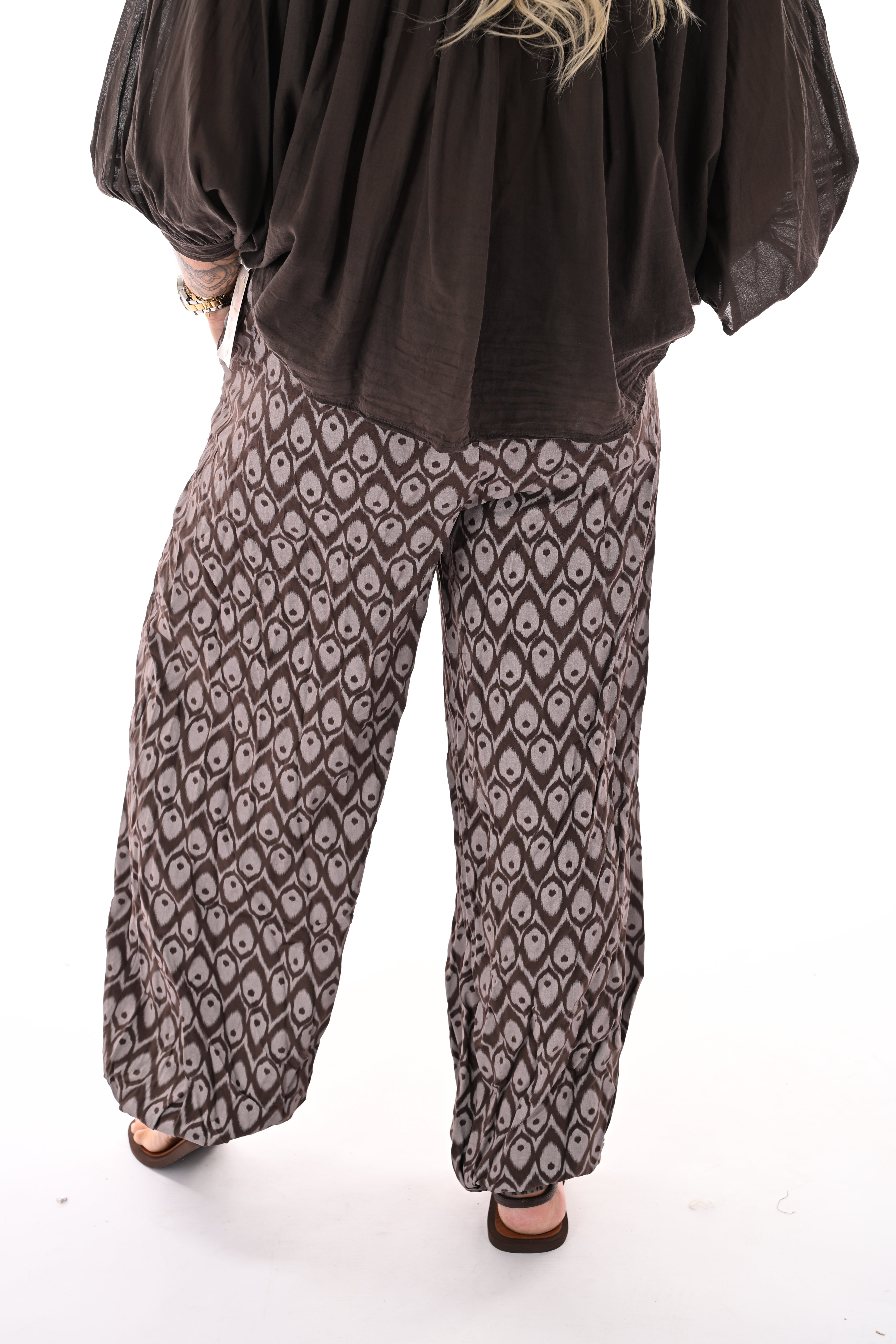 Ballon broek print abstract bruin
