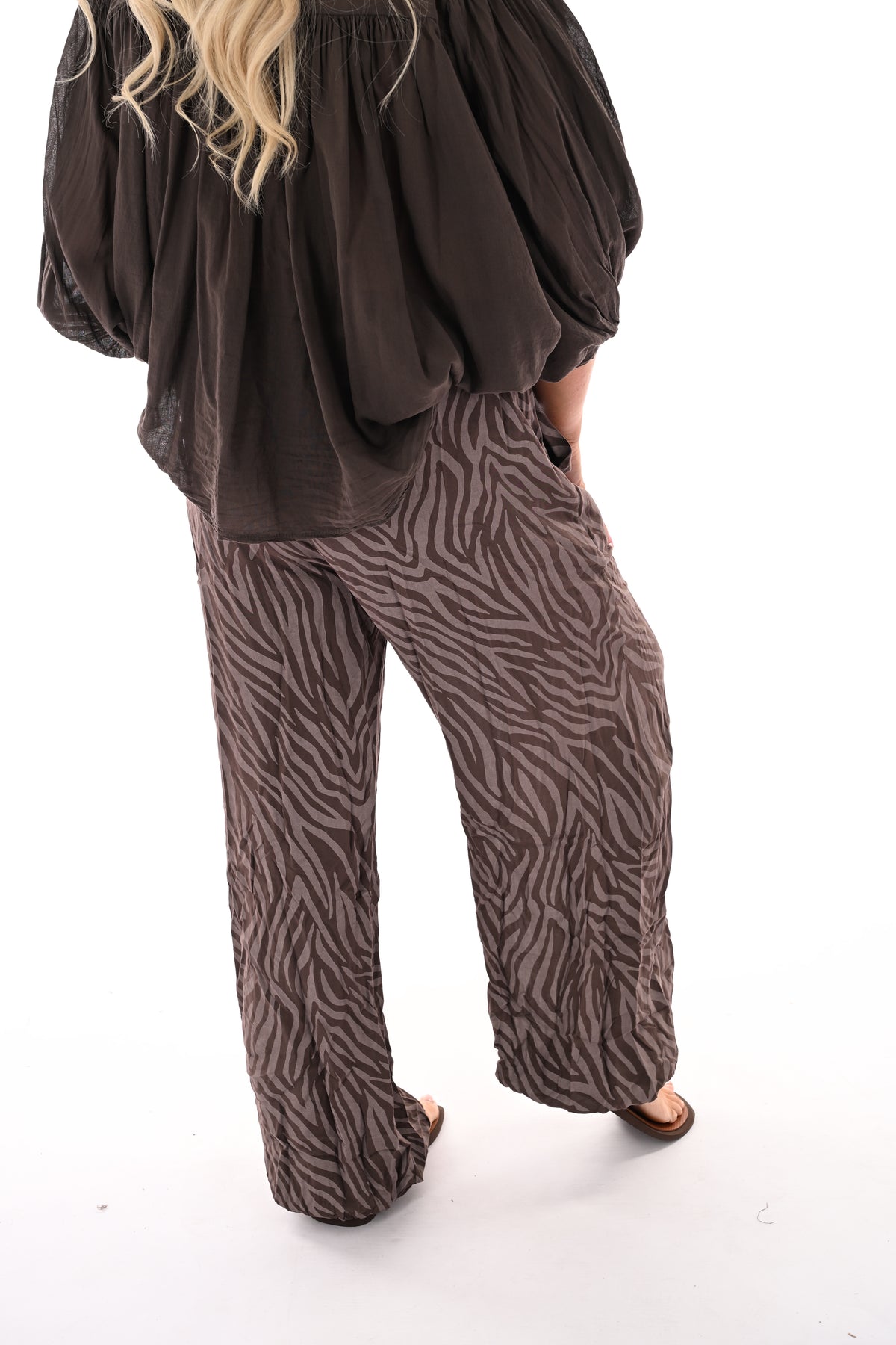 Ballon broek print zebra bruin