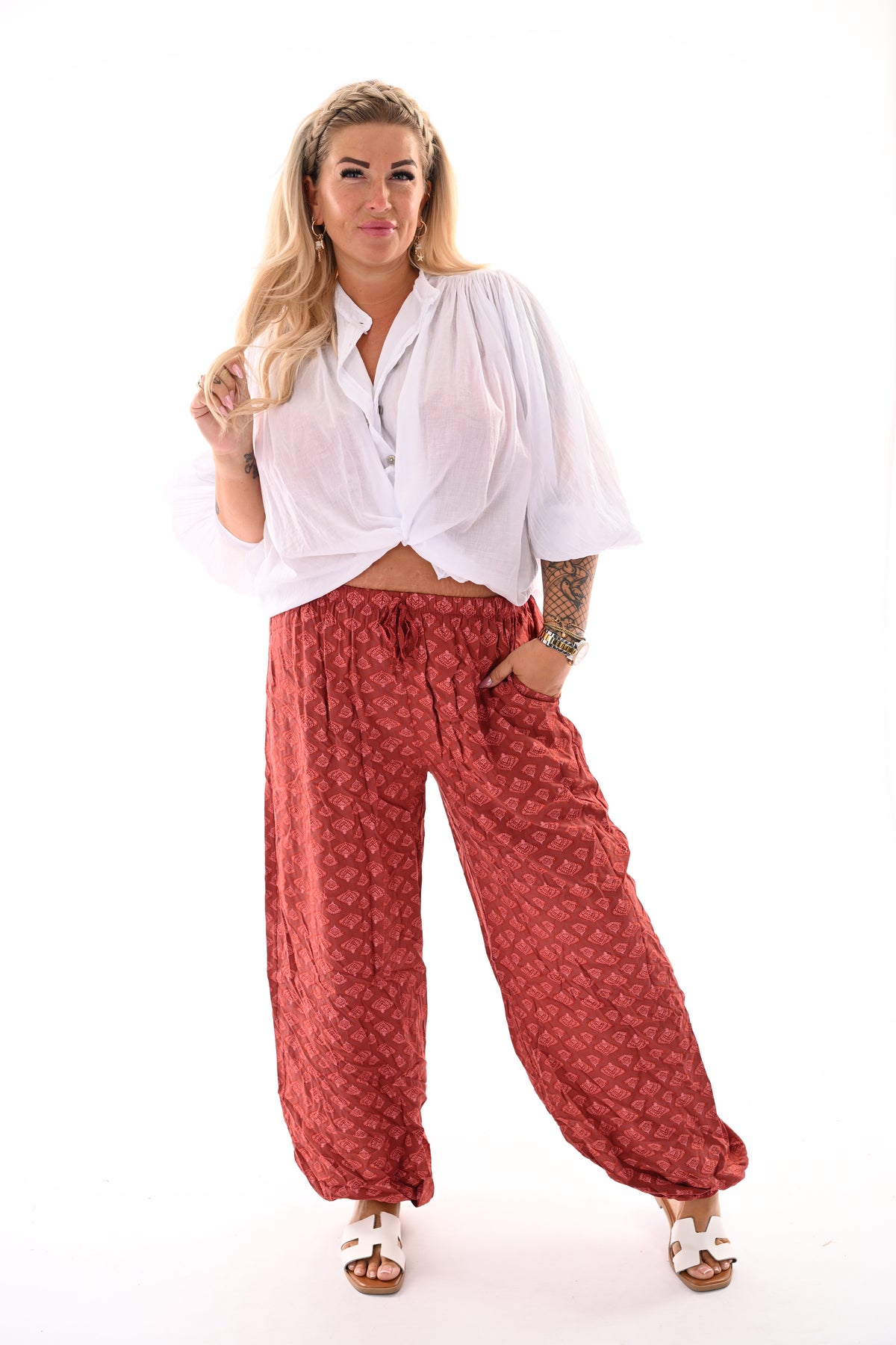 Ballon broek print paisley rood