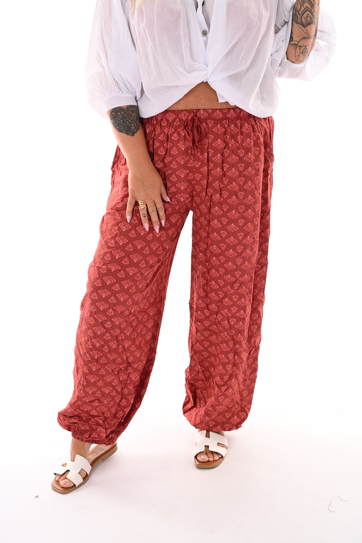 Ballon broek print paisley rood