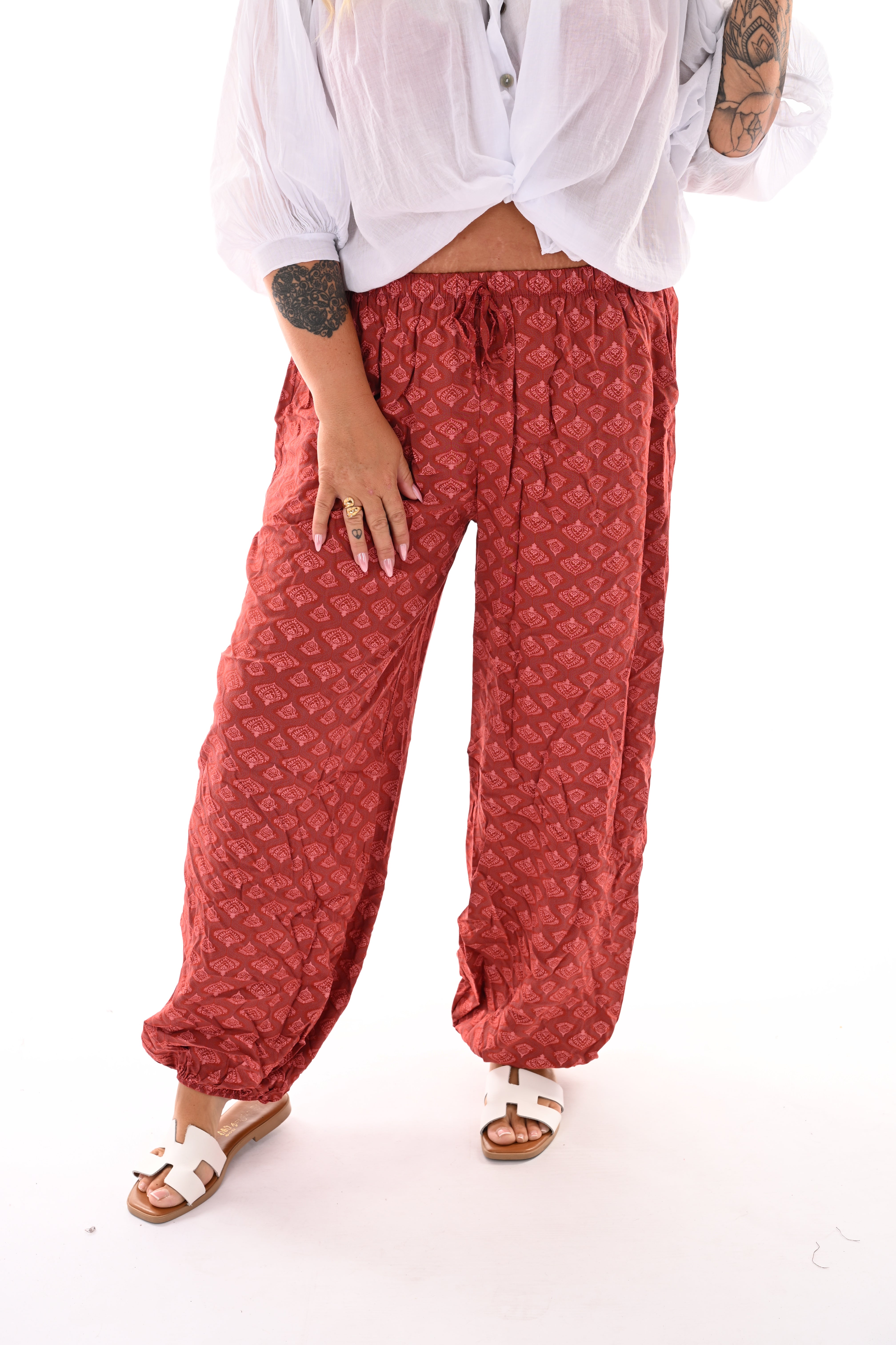 Ballon broek print paisley rood