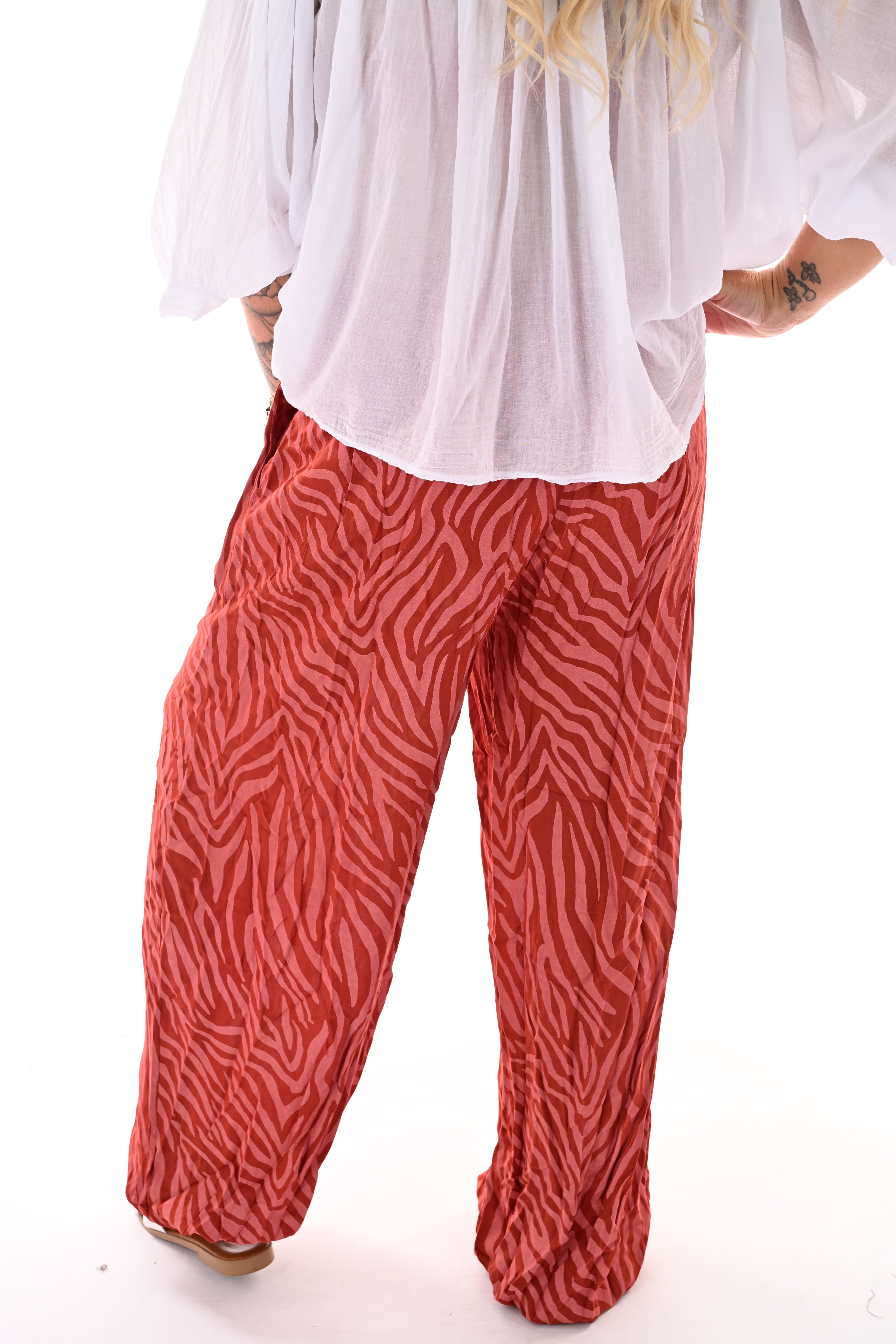 Ballon broek print zebra rood
